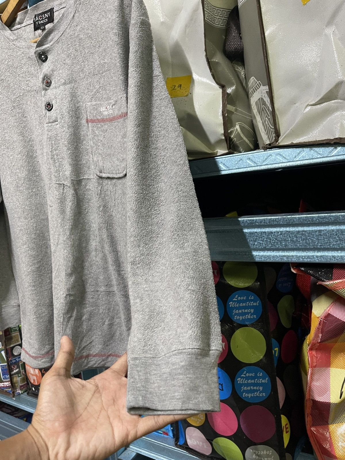 Designer Sacsny Y’Saccs Long Sleeve Henley Shirt By Yohji Yamamoto Size US L / EU 52-54 / 3 - 7 Thumbnail