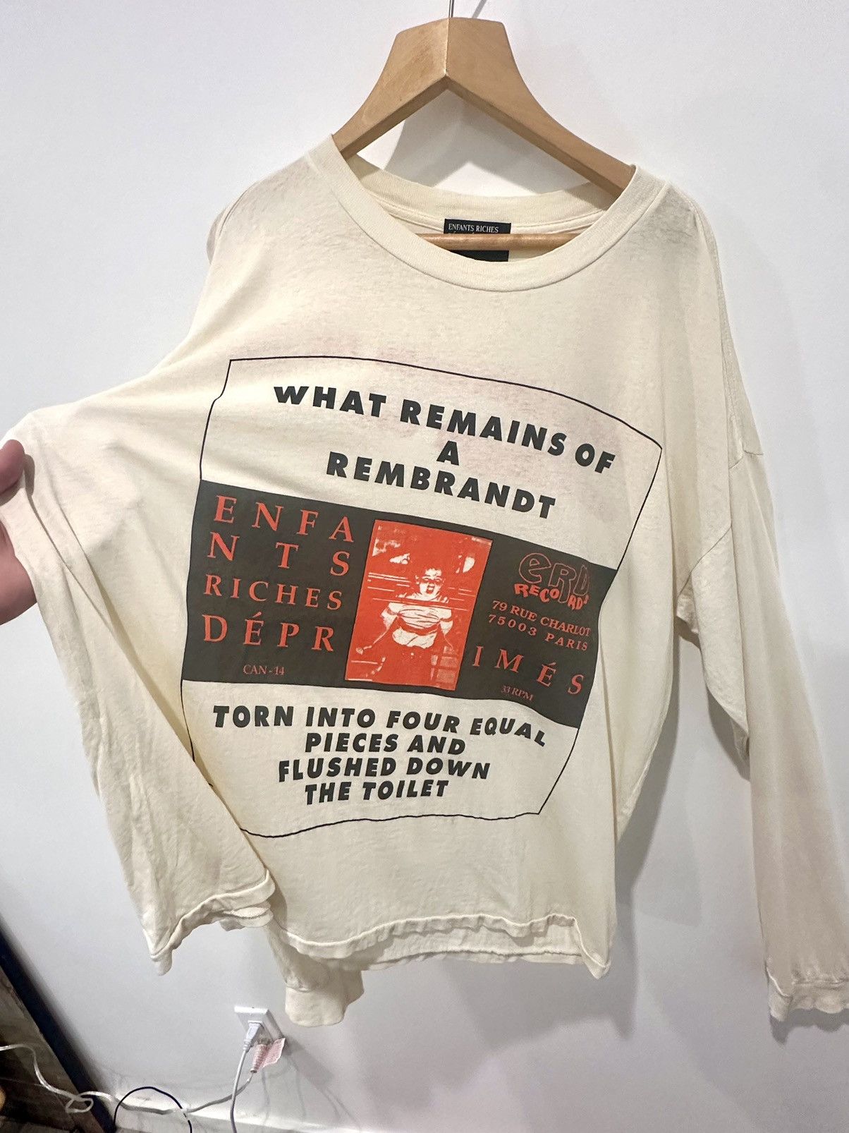 image of Enfants Riches Deprimes Rembrandt Tee in Cream/White, Men's (Size Large)
