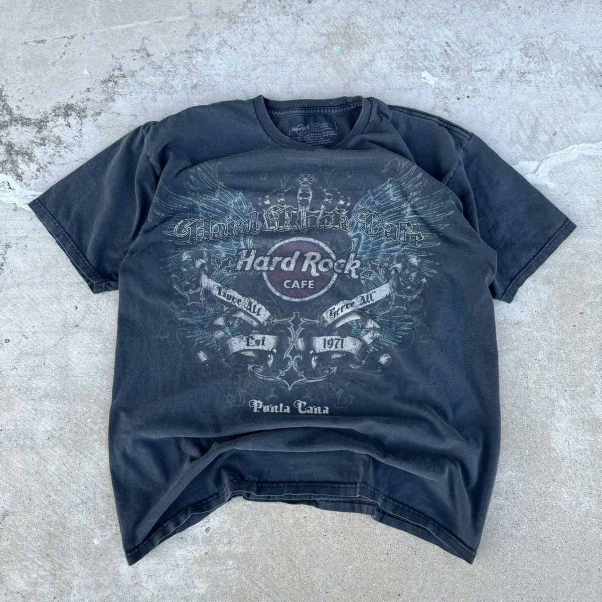 Affliction × Hard Rock Cafe × JNCO Vintage Y2K Faded Black Hard Rock Cafe Graphic Tee Large Size US L / EU 52-54 / 3 - 1 Thumbnail