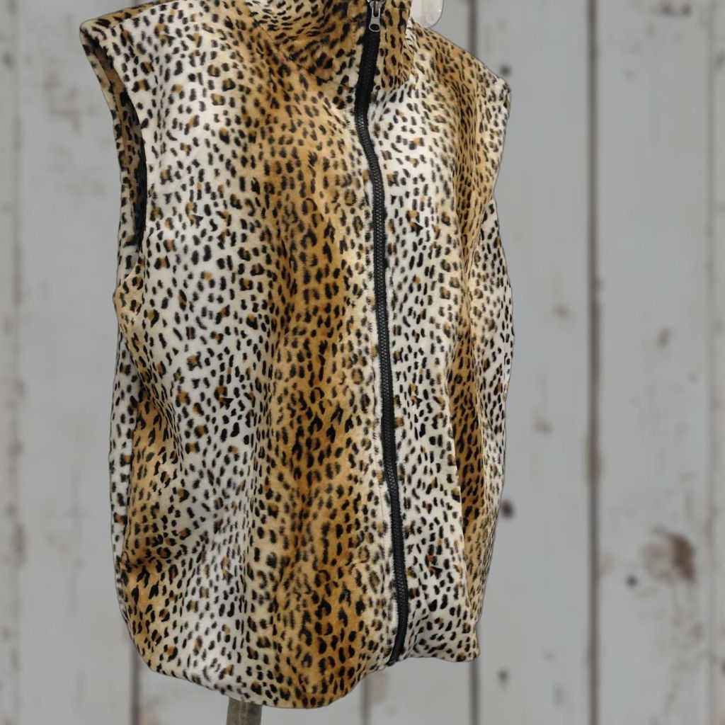 Jordan Brand Jordan Vest Womens XL Brown Leopard Print Full Zip Sleeveless Animal Pocket Vest Multicolor Leopard Pattern Womens Jordan Vest Size XL / US 12-14 / IT 48-50 - 1 Thumbnail