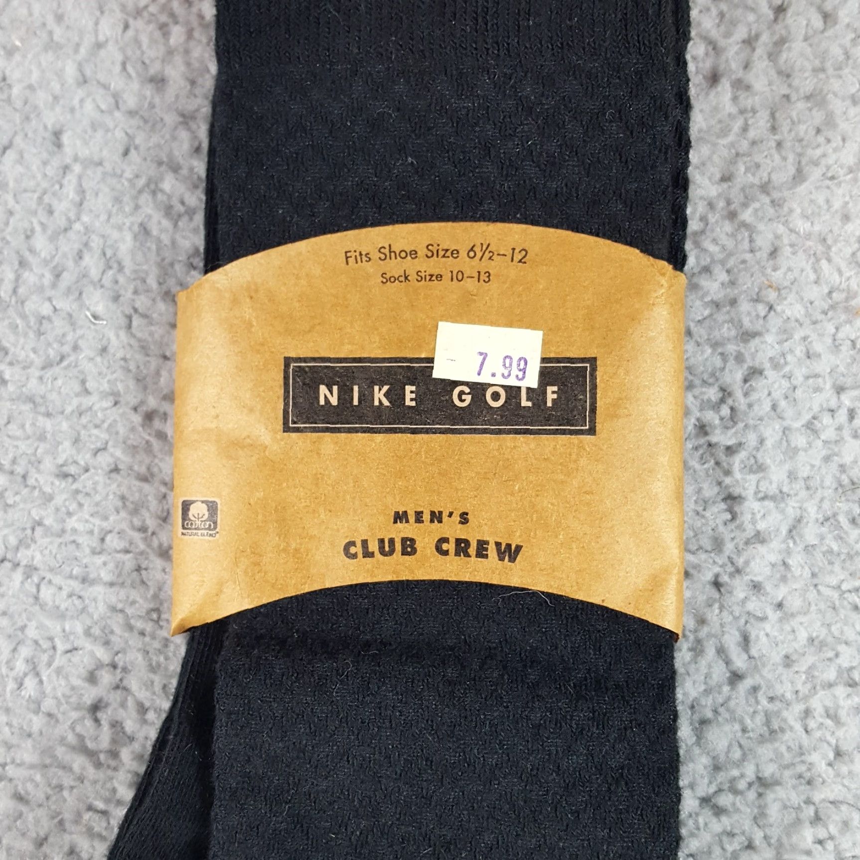 Nike VINTAGE 90s Nike Golf Crew Socks Men Size 10-13 Black USA Made Preppy Sports PGA Size ONE SIZE - 2 Thumbnail