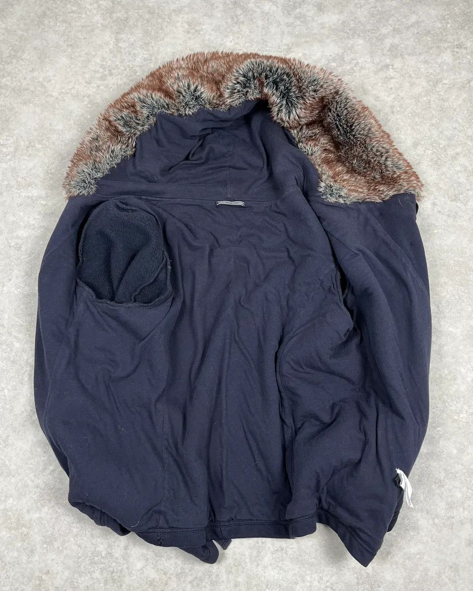Marithe + Francois Girbaud 2000s Marithé + François Girbaud Navy Fur Hooded Cardigan Jacket Size US M / EU 48-50 / 2 - 7 Thumbnail