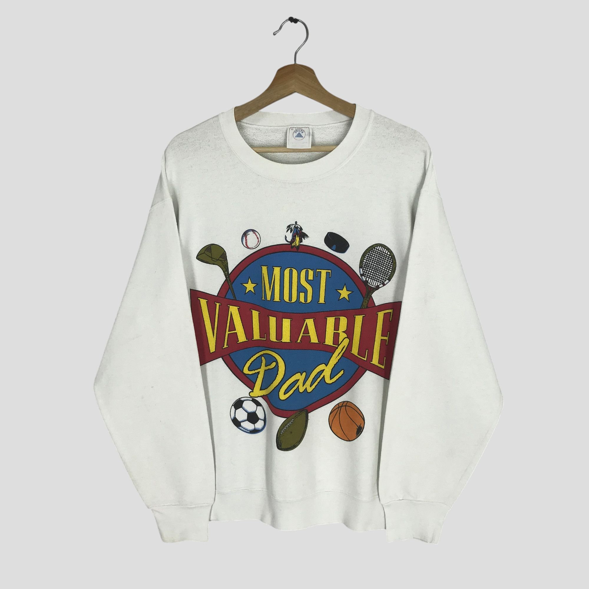 Vintage Vintage 90s Most Valuable Dad Graphic White - 344 Size US L / EU 52-54 / 3 - 1 Thumbnail
