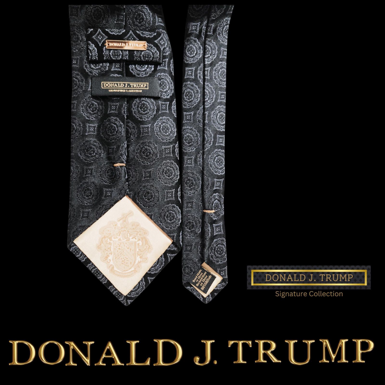 Designer Donald J. Trump Collection Necktie Black Paisley w/ Gift Box Size ONE SIZE - 2 Thumbnail
