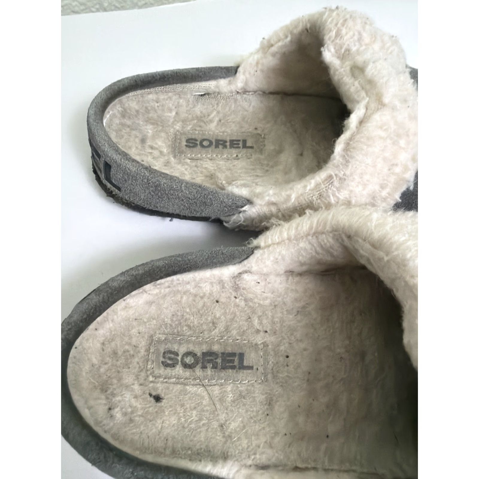 SOREL VINTAGE Sorel Nakiska Slippers Gray Suede/Faux Shearling Slide Women’s UK7 US9 Mens? Size US 7 / IT 37 - 6 Thumbnail