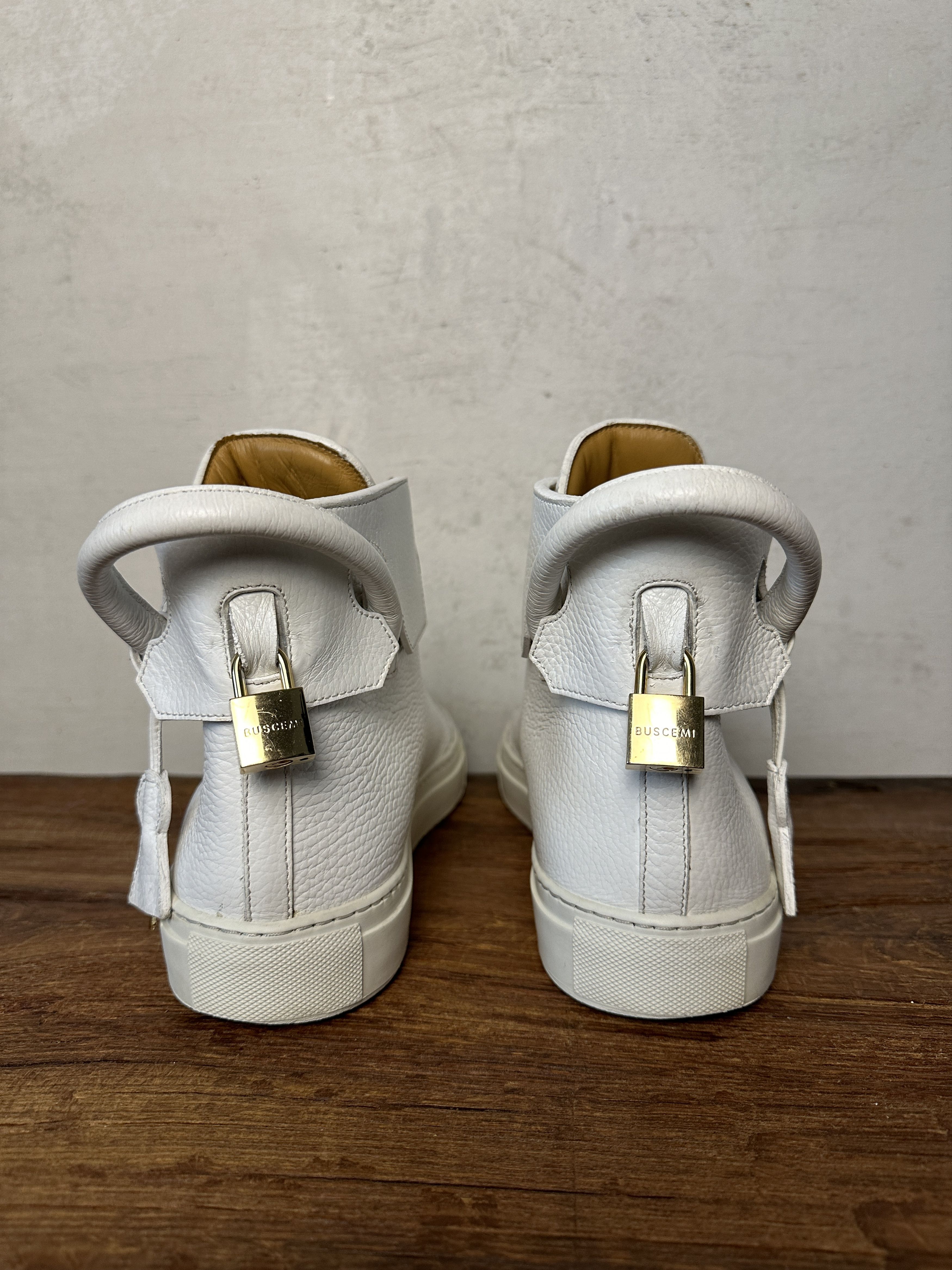 Buscemi BUSCEMI White Pelle Calf Leather Gold 125MM Sneakers Size US 13 / EU 46 - 3 Thumbnail