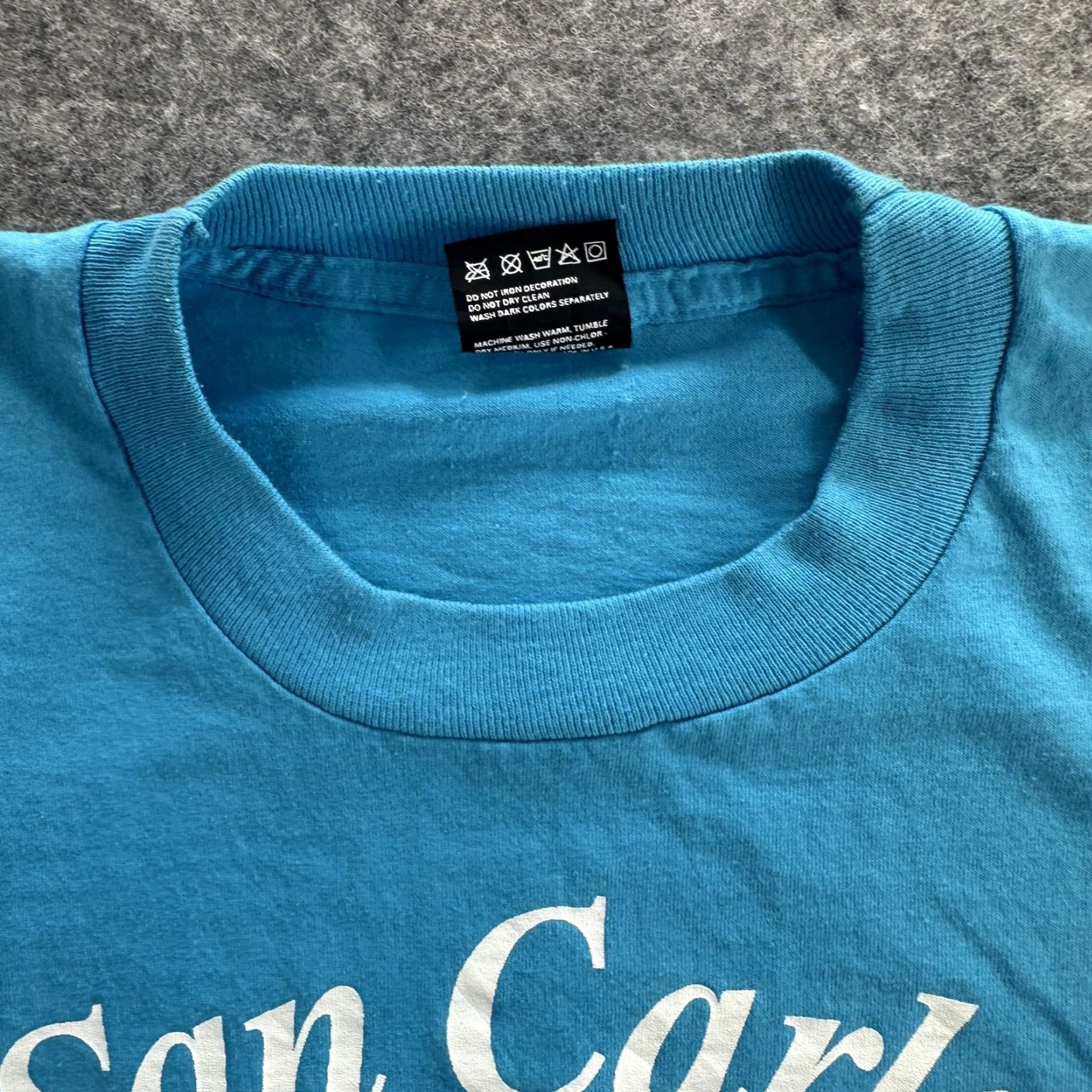 Fruit Of The Loom VINTAGE San Carlos Shirt Mens L Blue Fruit of the Loom Tee California Tree 90s City Travel Palm Print Graphic Cotton Polyester Crew Neck Short Sleeve Size US L / EU 52-54 / 3 - 7 Thumbnail