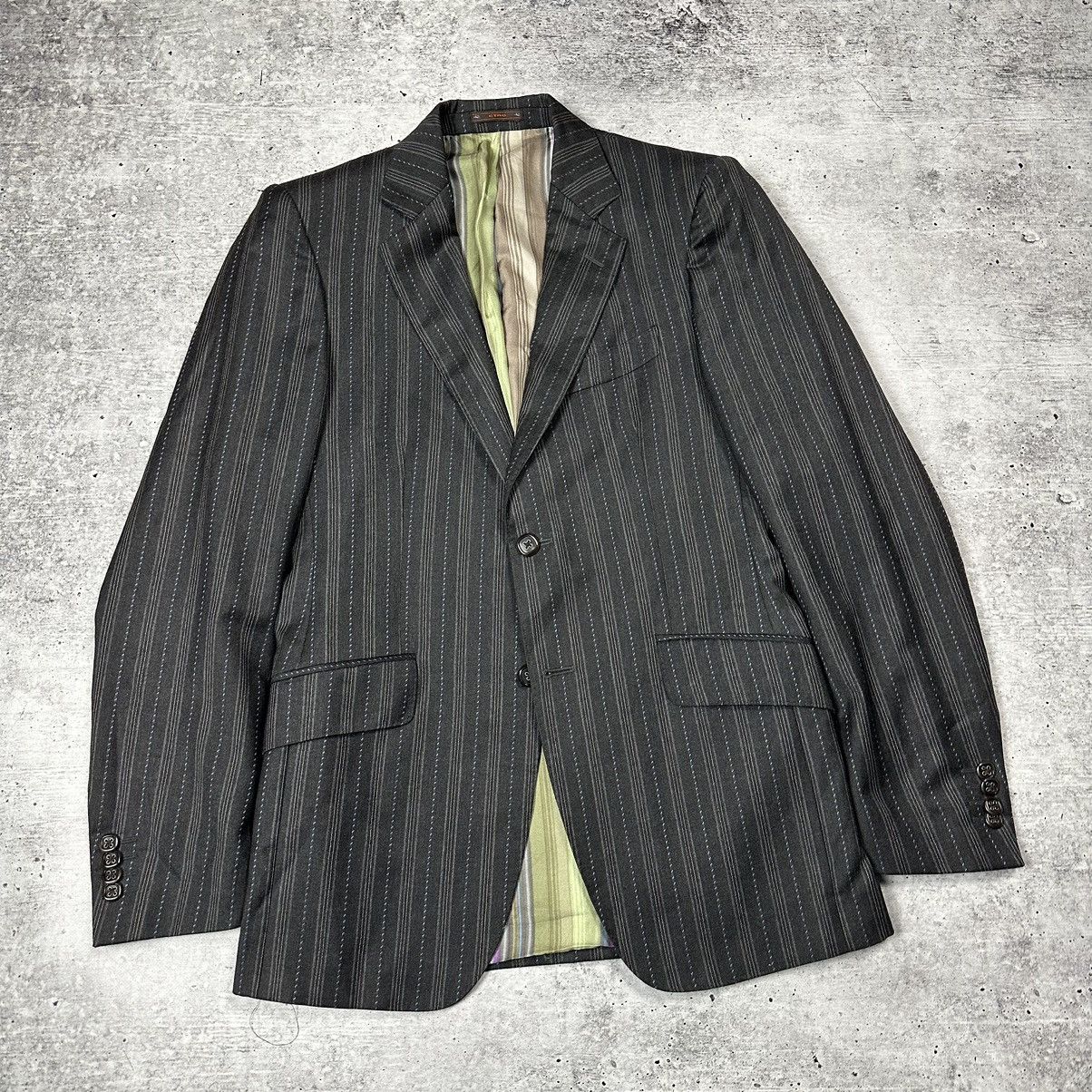 Etro Milano Jacket Blazer Stripes Wool Lana Brown Men's
