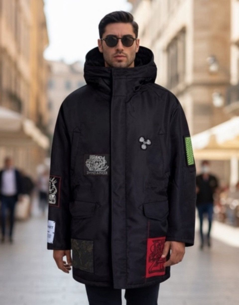 Alexander McQueen NWT $1534 McQ mens Jucket Vortex Graphic Patched In Black Size US XXL / EU 58 / 5 - 1 Thumbnail