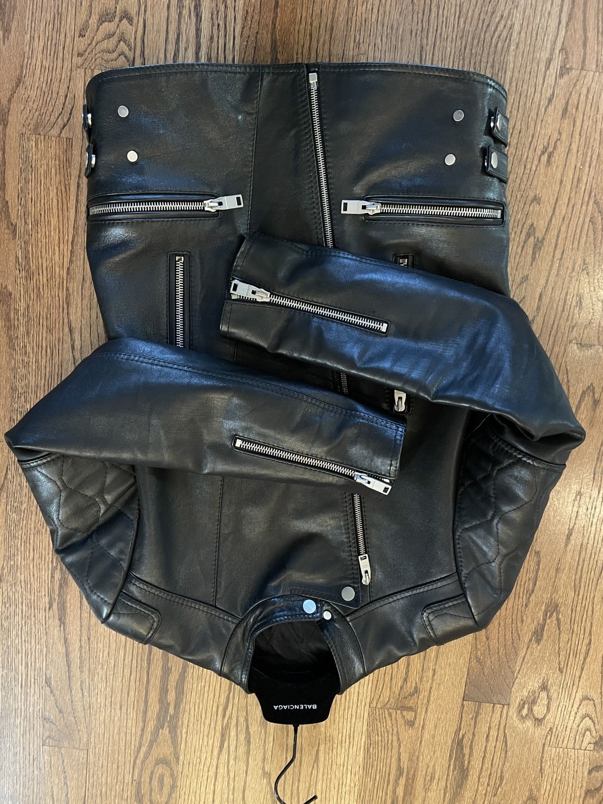 Balenciaga Black Leather Zipper Moto Jacket 40 US 50 EURO Outerwear