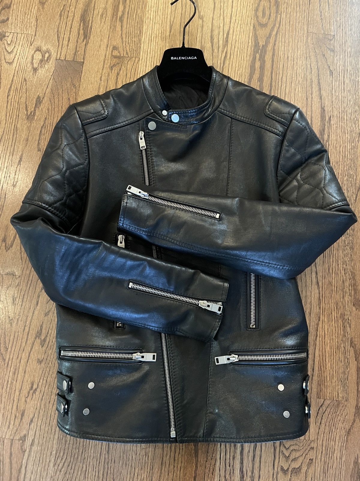 Balenciaga Balenciaga Black Leather Zipper Moto Jacket 40 US 50 EURO Size US M / EU 48-50 / 2 - 1 Thumbnail