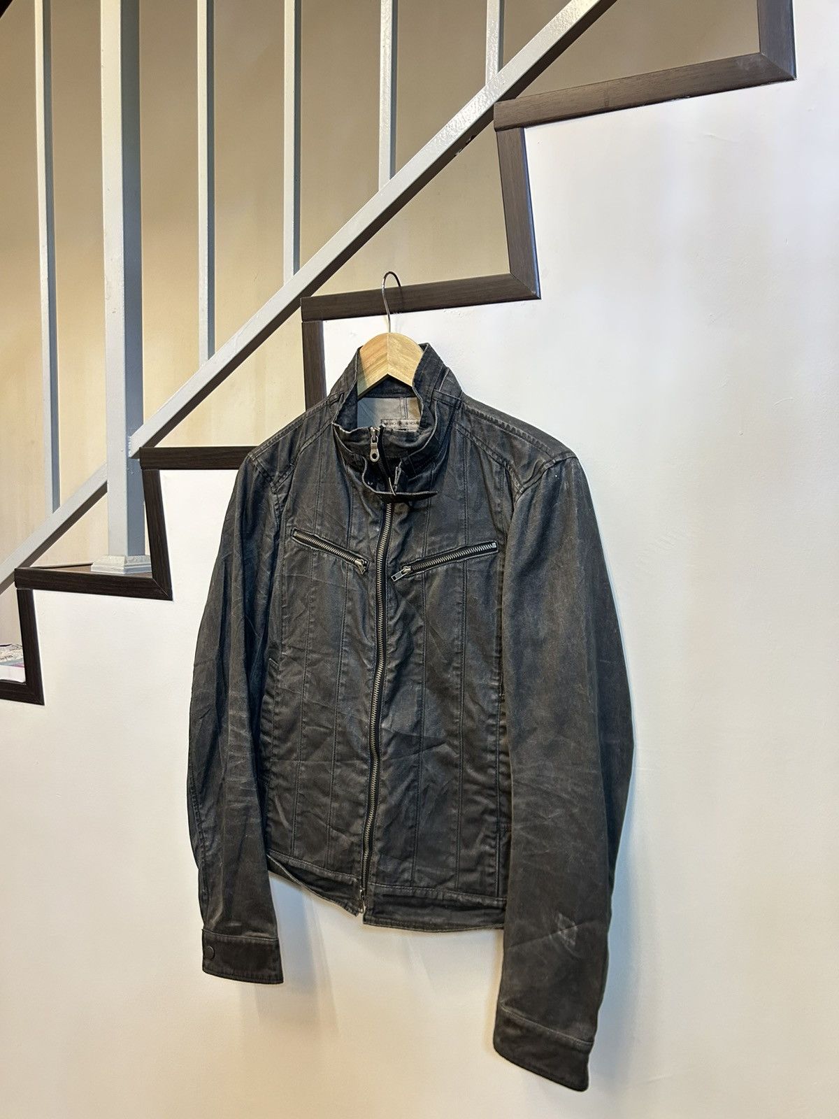 Michel Klein MK Michel Klein Homme Waxed Canvas Biker Jacket Size US M / EU 48-50 / 2 - 2 Thumbnail