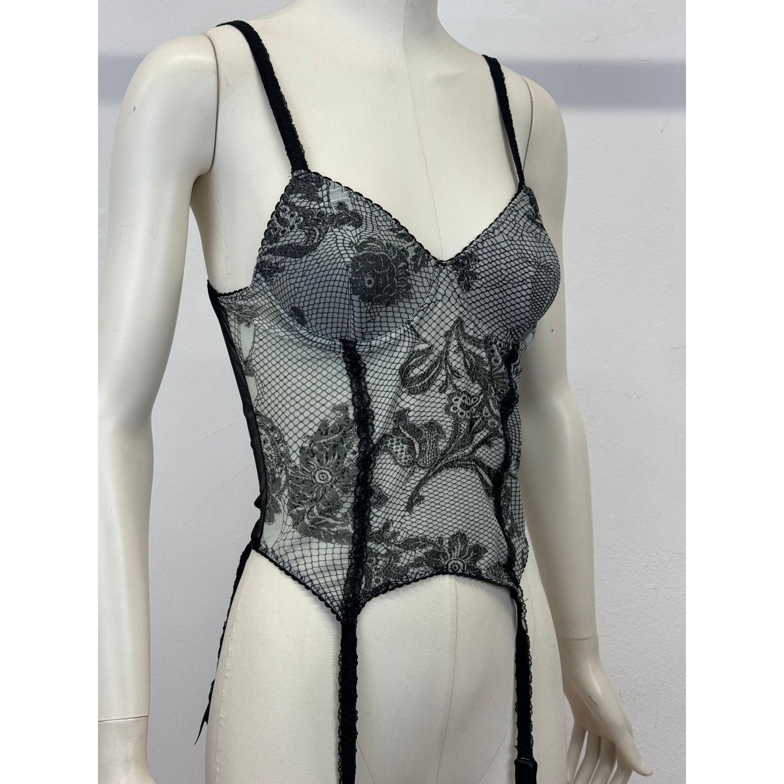 Roberto Cavalli A/W2003 Roberto Cavalli floral mesh corset bustier Size M / US 6-8 / IT 42-44 - 3 Thumbnail