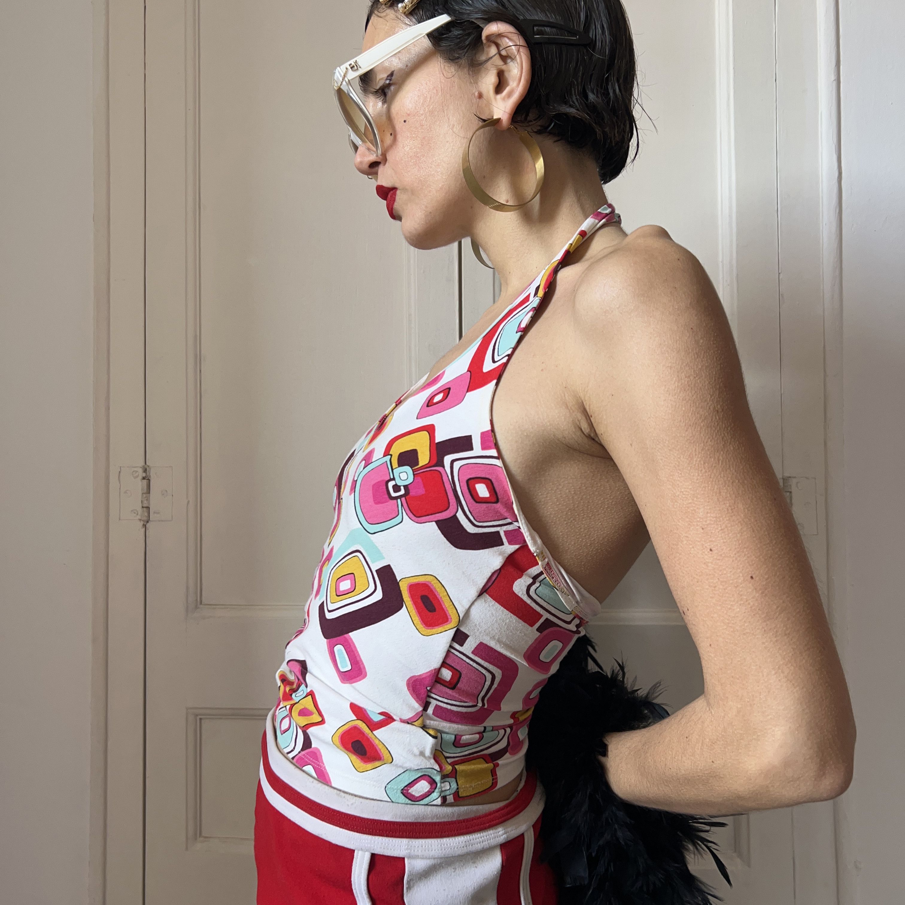 Vintage Vintage Y2K Geometric Print Halter Top Size M / US 6-8 / IT 42-44 - 5 Thumbnail