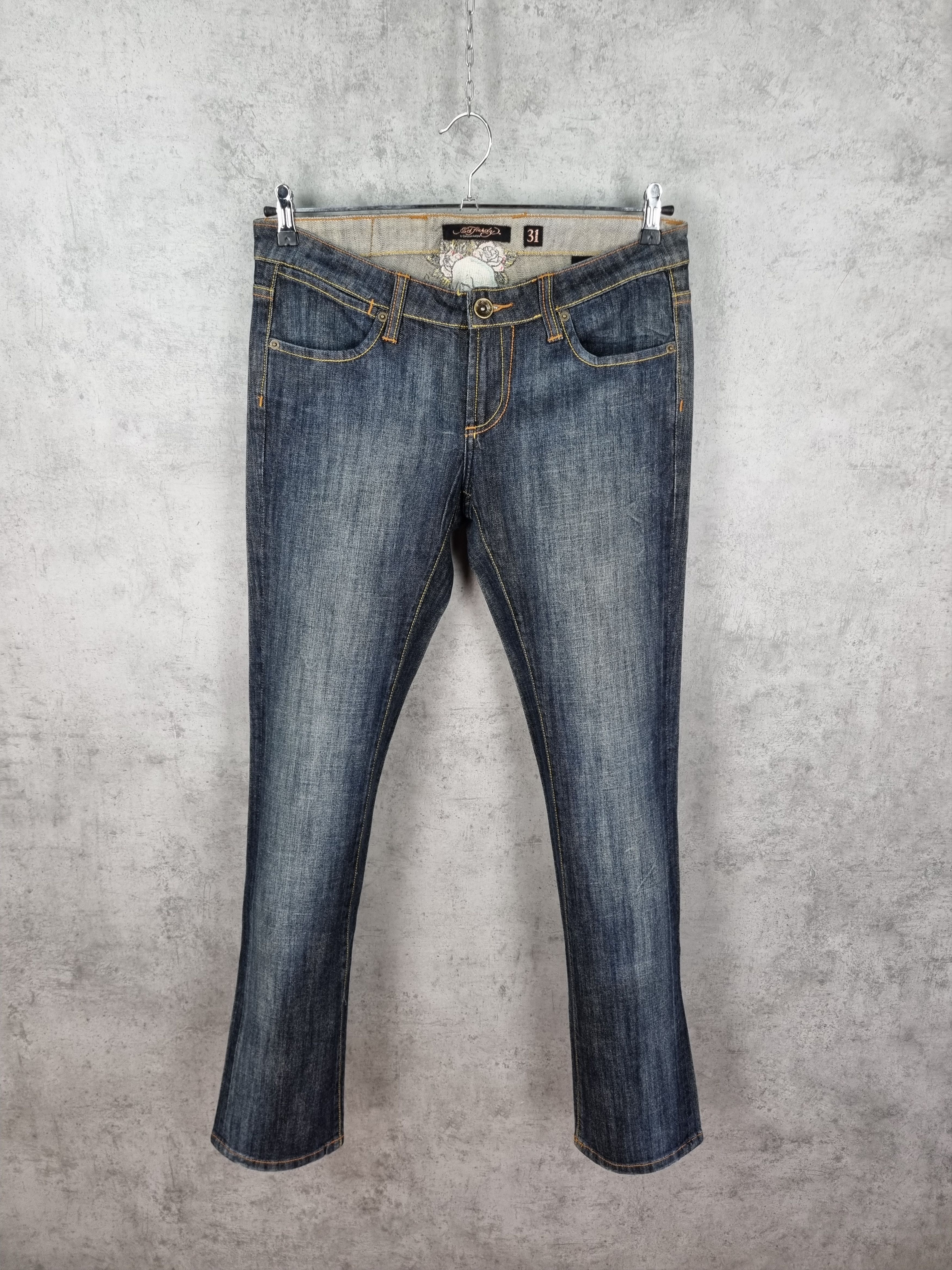 Christian Audigier × Ed Hardy Ed Hardy Knitted Skull Skinny Jeans Raw Denim Size US 31 - 4 Thumbnail
