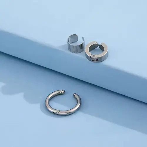 Other 3Pcs Punk Silver Color Ear Cuffs Size ONE SIZE - 4 Thumbnail