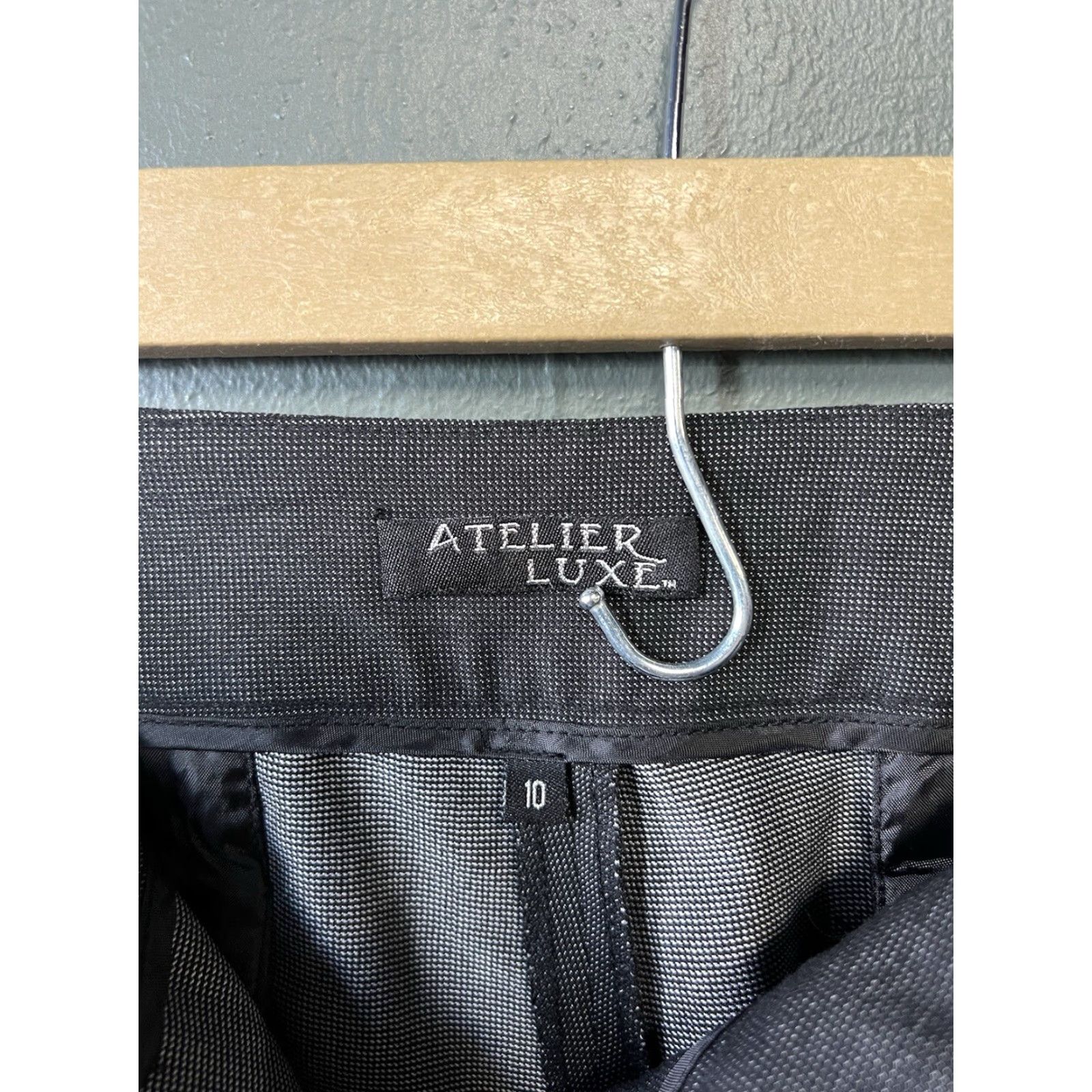 Vintage Atelier Luxe Womens Black Business Tapered Pants Size 10 NWT Gray Dress Pants NWT Size 32" / US 10 / IT 46 - 3 Thumbnail