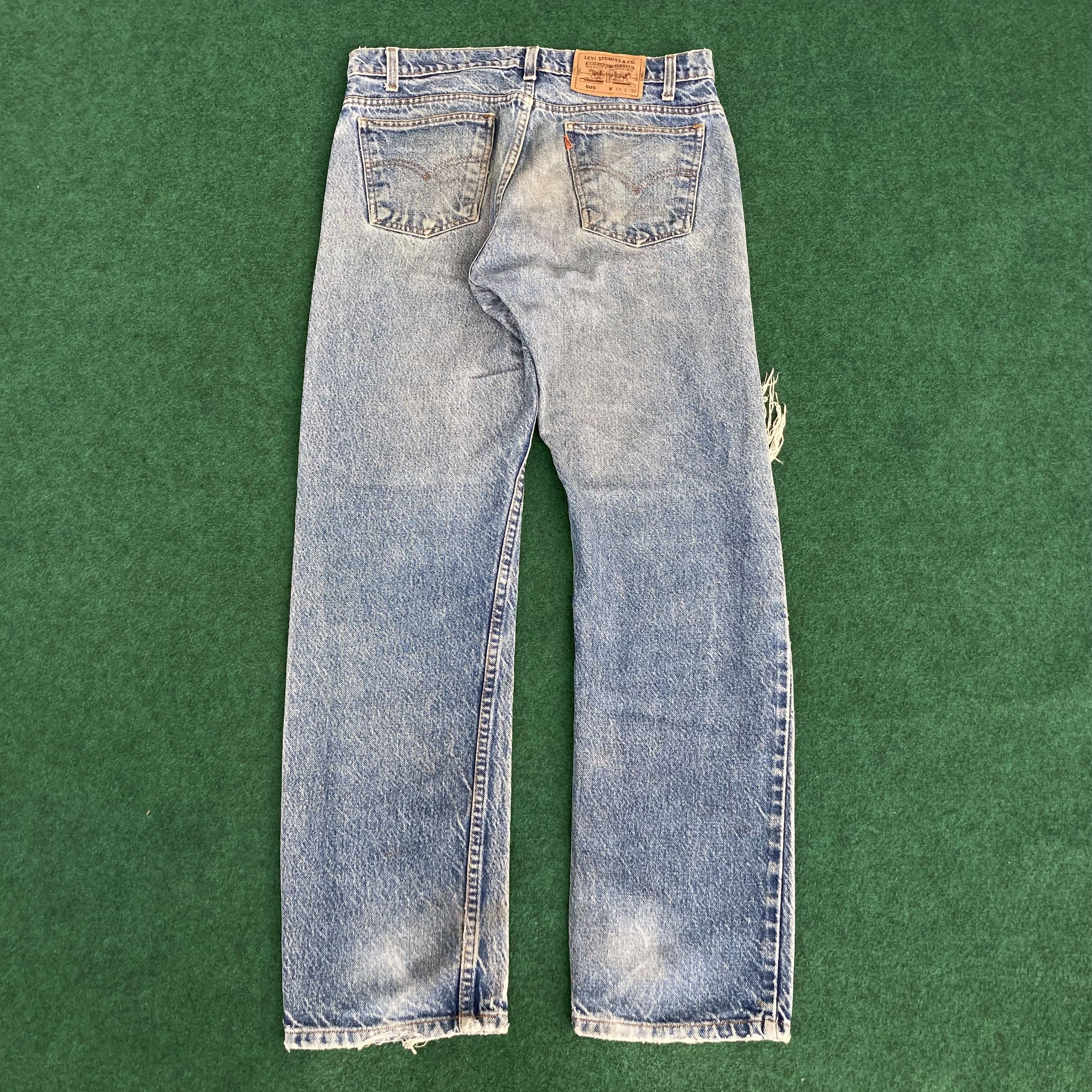 Levi's × Vintage Vtg Levis 505 Distressed Ripped 90s Punk Grunge Jeans Size US 32 / EU 48 - 13 Thumbnail