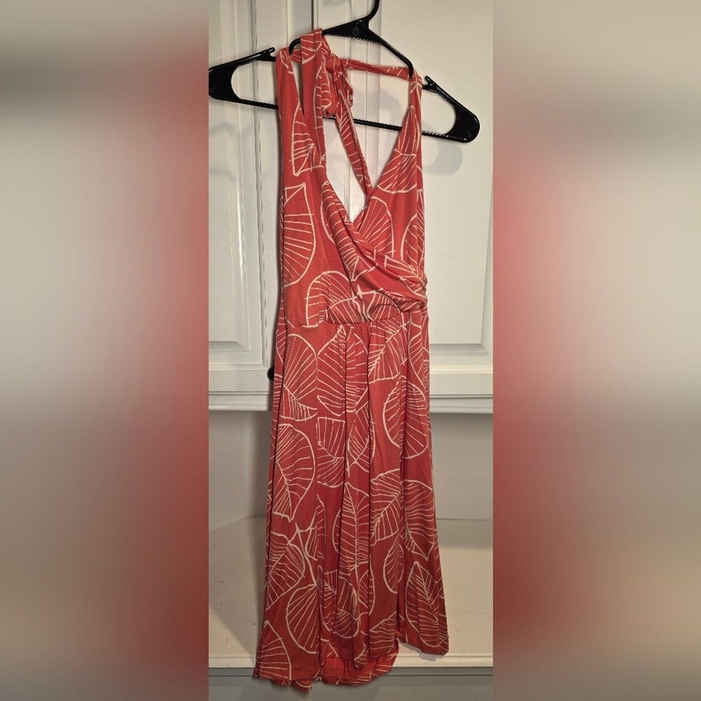 Boden Boden Coral Leaf Print Halter Maxi Dress Women's Tie Neck Dr Size M / US 6-8 / IT 42-44 - 2 Thumbnail