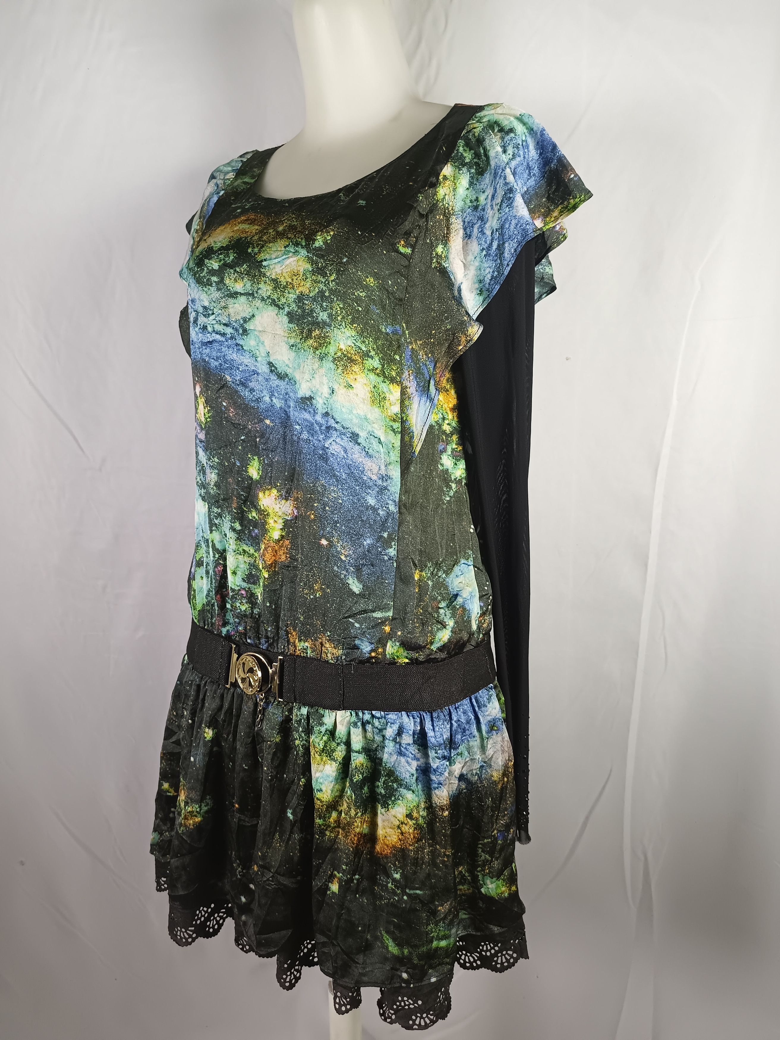 Japanese Brand OSANI Galaxi Print Long Sleeve Women Dress Size M / US 6-8 / IT 42-44 - 2 Thumbnail
