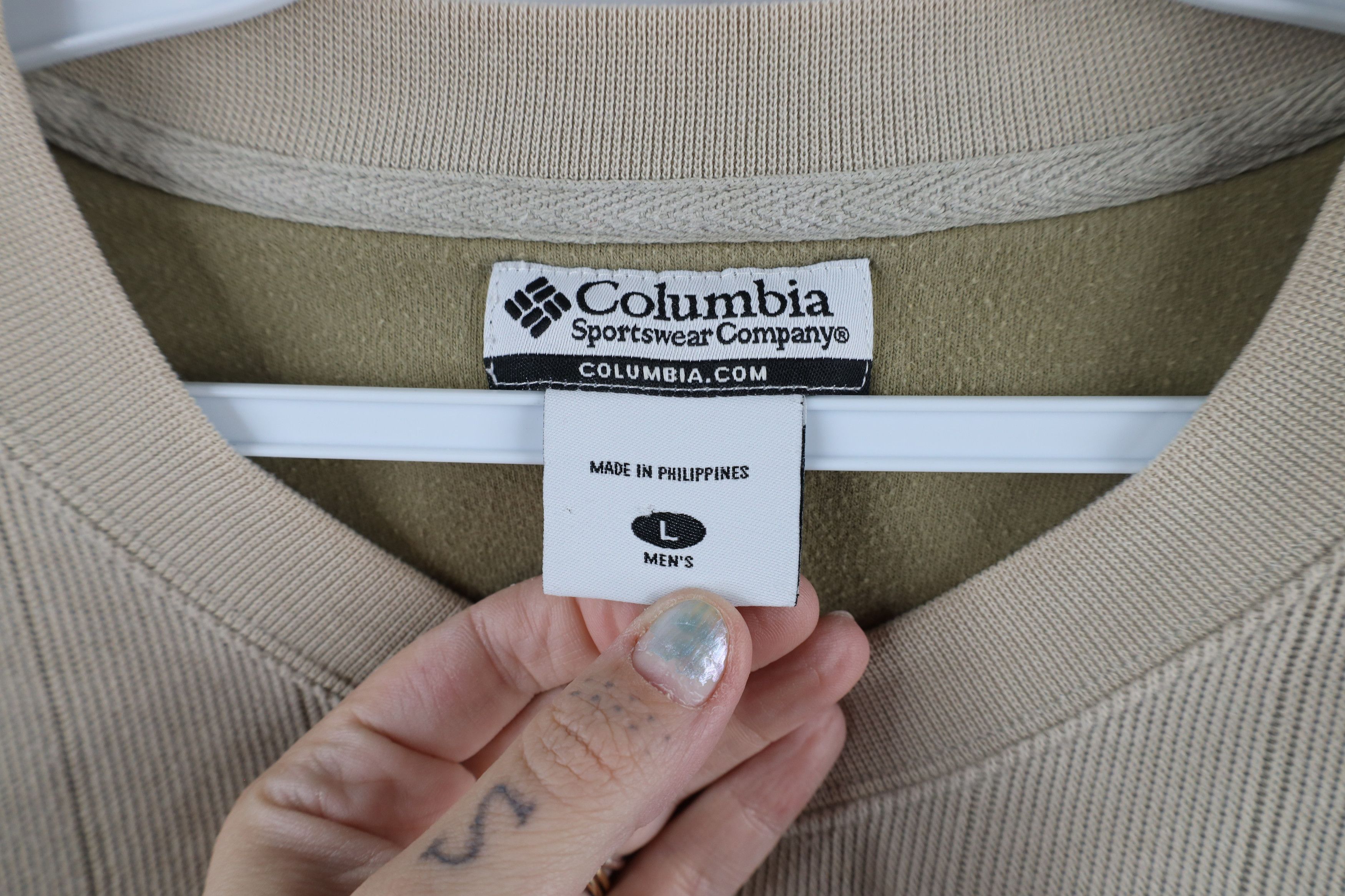 Columbia × Vintage Vintage 90s Columbia Spell Out Ribbed Knit Sweater Beige Size US L / EU 52-54 / 3 - 6 Thumbnail