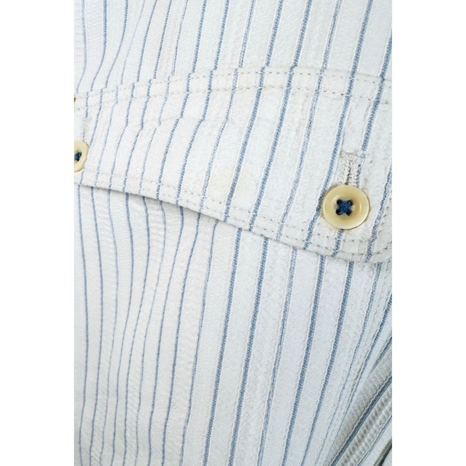 Vintage Ryan Michael Silk Blend Striped Western Shirt Mens XL Ivory/Blue Button-Up Long Sleeve Size US XL / EU 56 / 4 - 4 Thumbnail