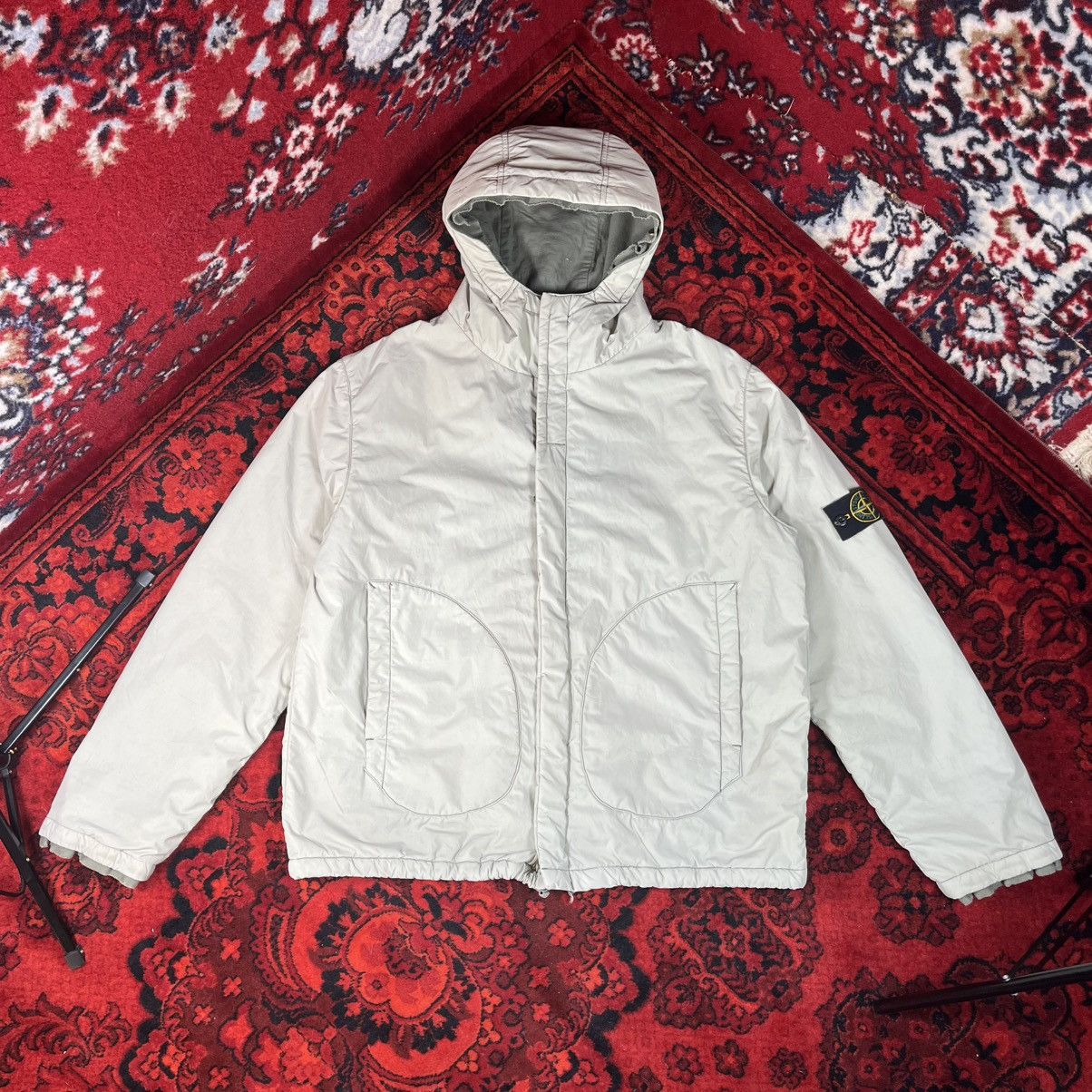 Stone Island Vintage Gorpcore Stone Island Hooded Jacket Nylon Light Grey Size US XL / EU 56 / 4 - 2 Thumbnail