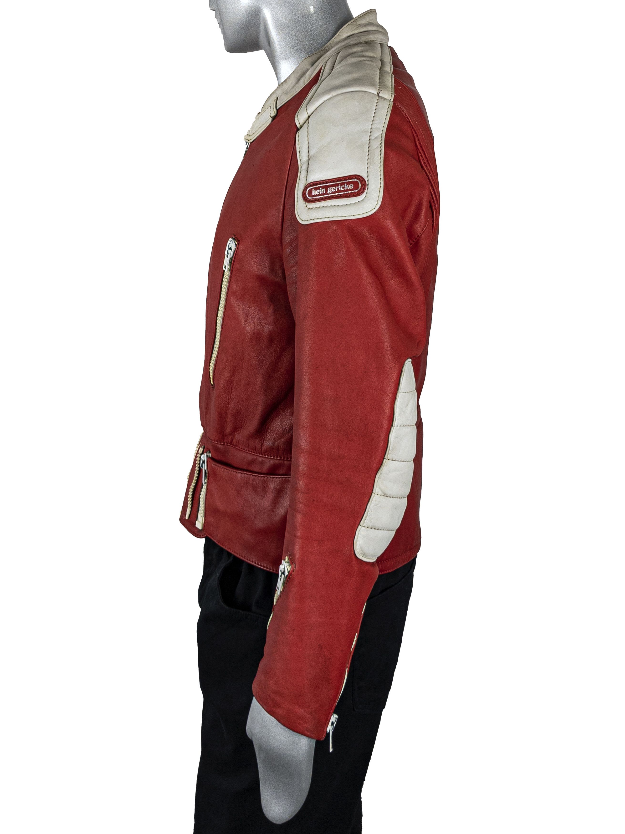 Hein Gericke Vintage HEIN GERICKE Red Leather Motorcycle Biker Jacket 80s Size US M / EU 48-50 / 2 - 5 Thumbnail