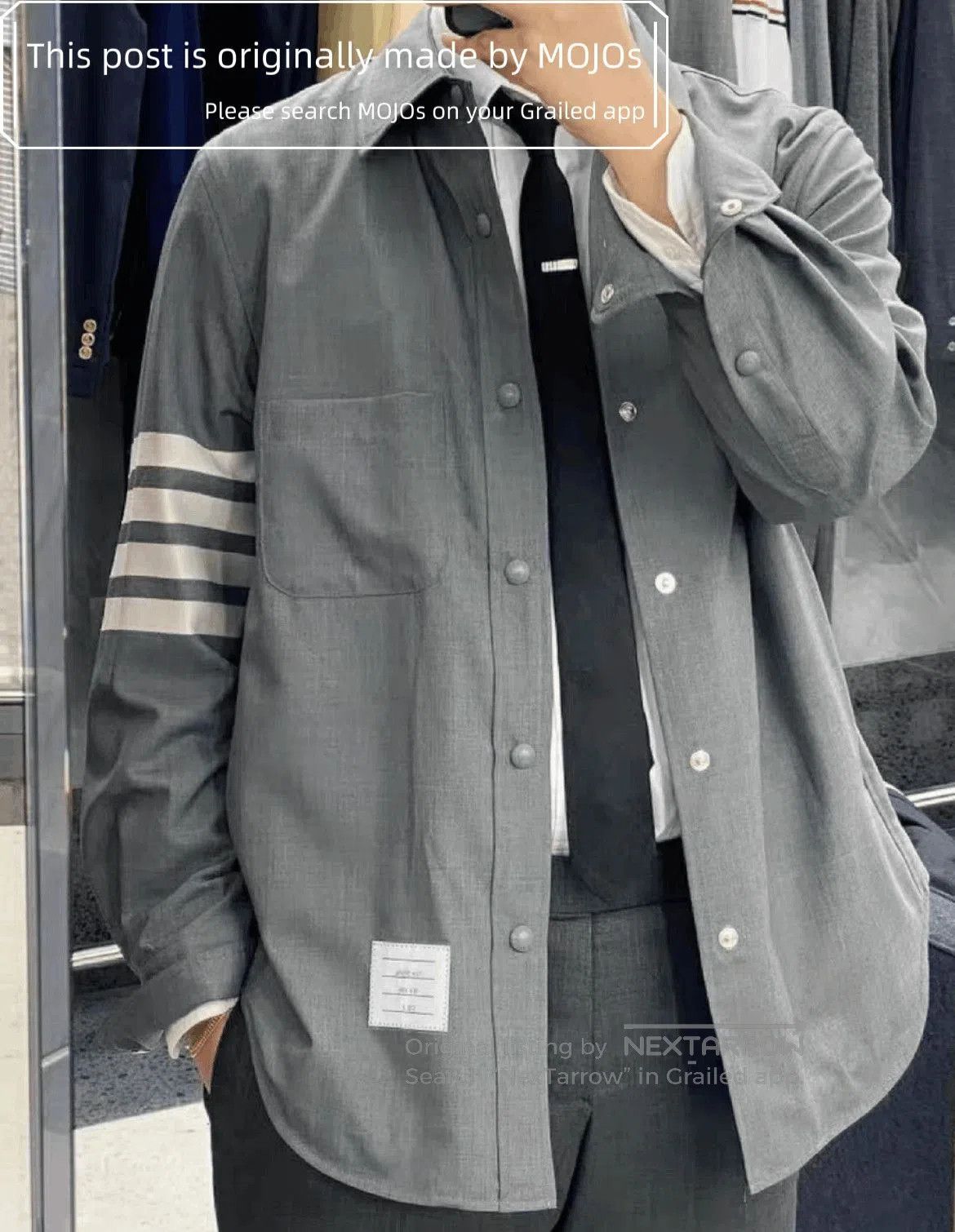 Thom Browne Sz 2 Thom Browne Four Stripe Gray Shirt Jacket. Size US M / EU 48-50 / 2 - 6 Thumbnail