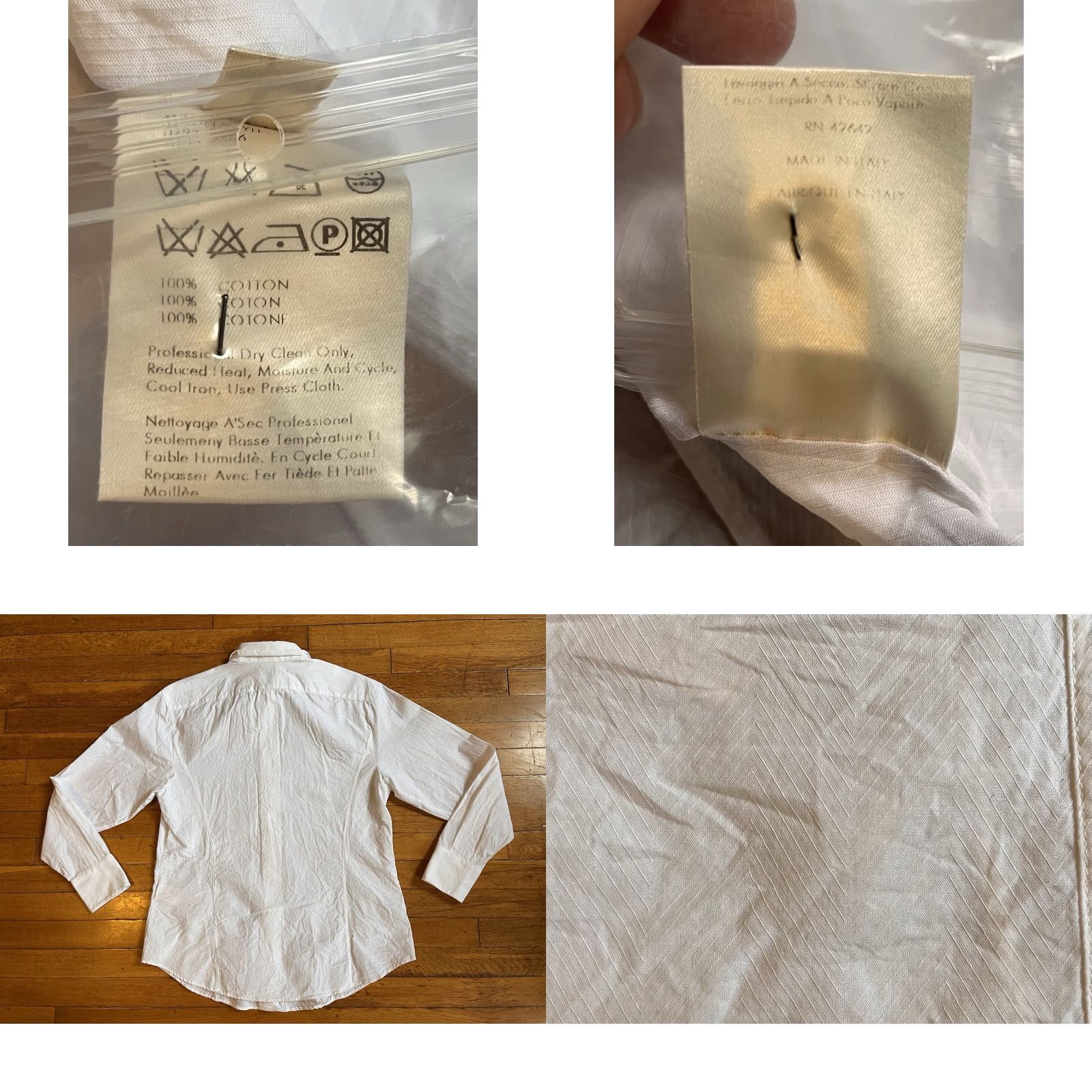Calvin Klein Calvin Klein Collection Dress Shirt Women's 10 White Jacquard Chevron Button-Up Casual, Formal, Business Italy Size L / US 10 / IT 46 - 8 Thumbnail