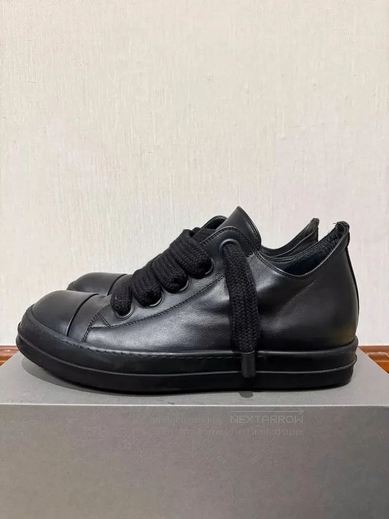 Rick Owens Black Leather Low Top Sneakers-
