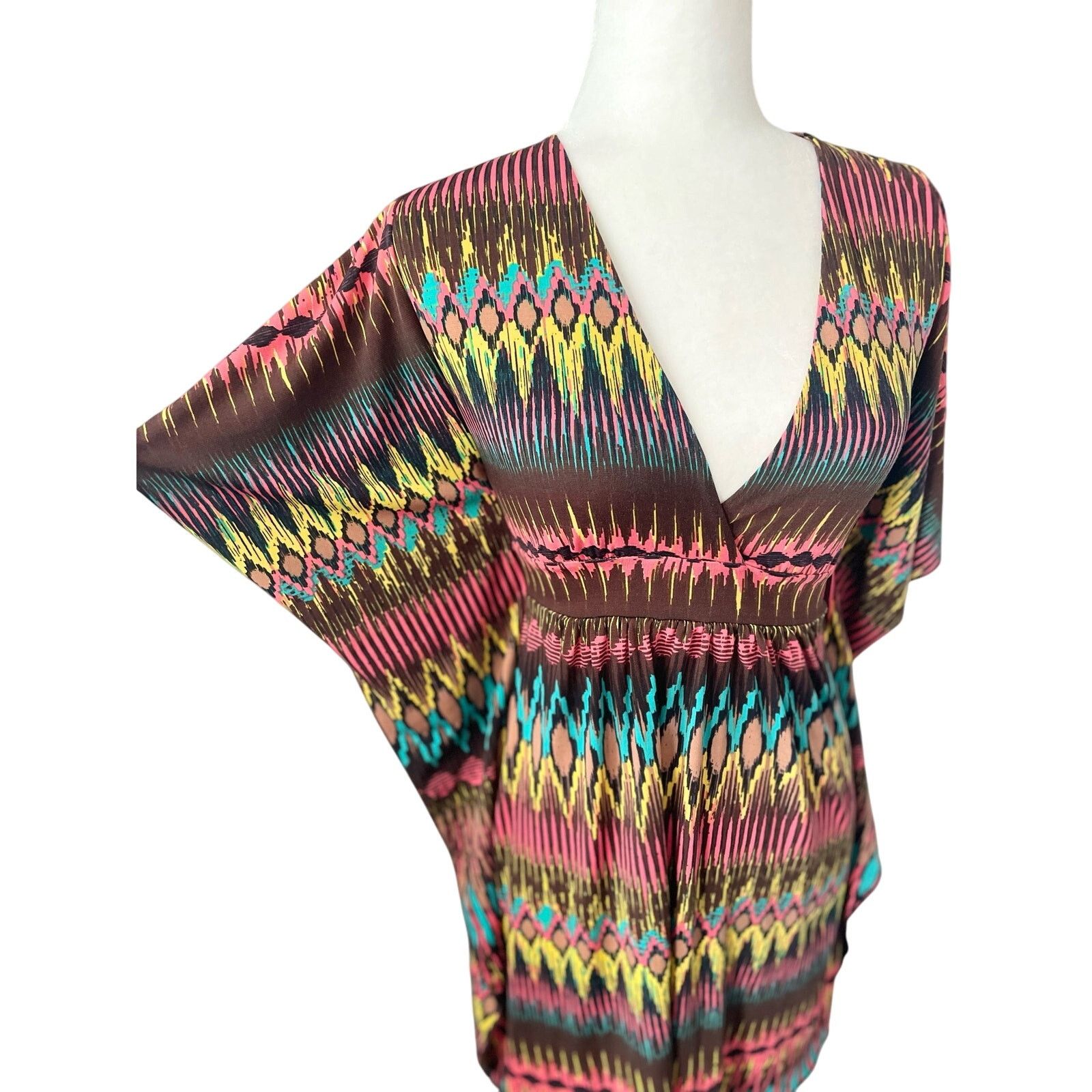 Other VeronicaM Women BOHO Flutter Sleeve Multicolored Mini Dress Size XS / US 0-2 / IT 36-38 - 4 Thumbnail