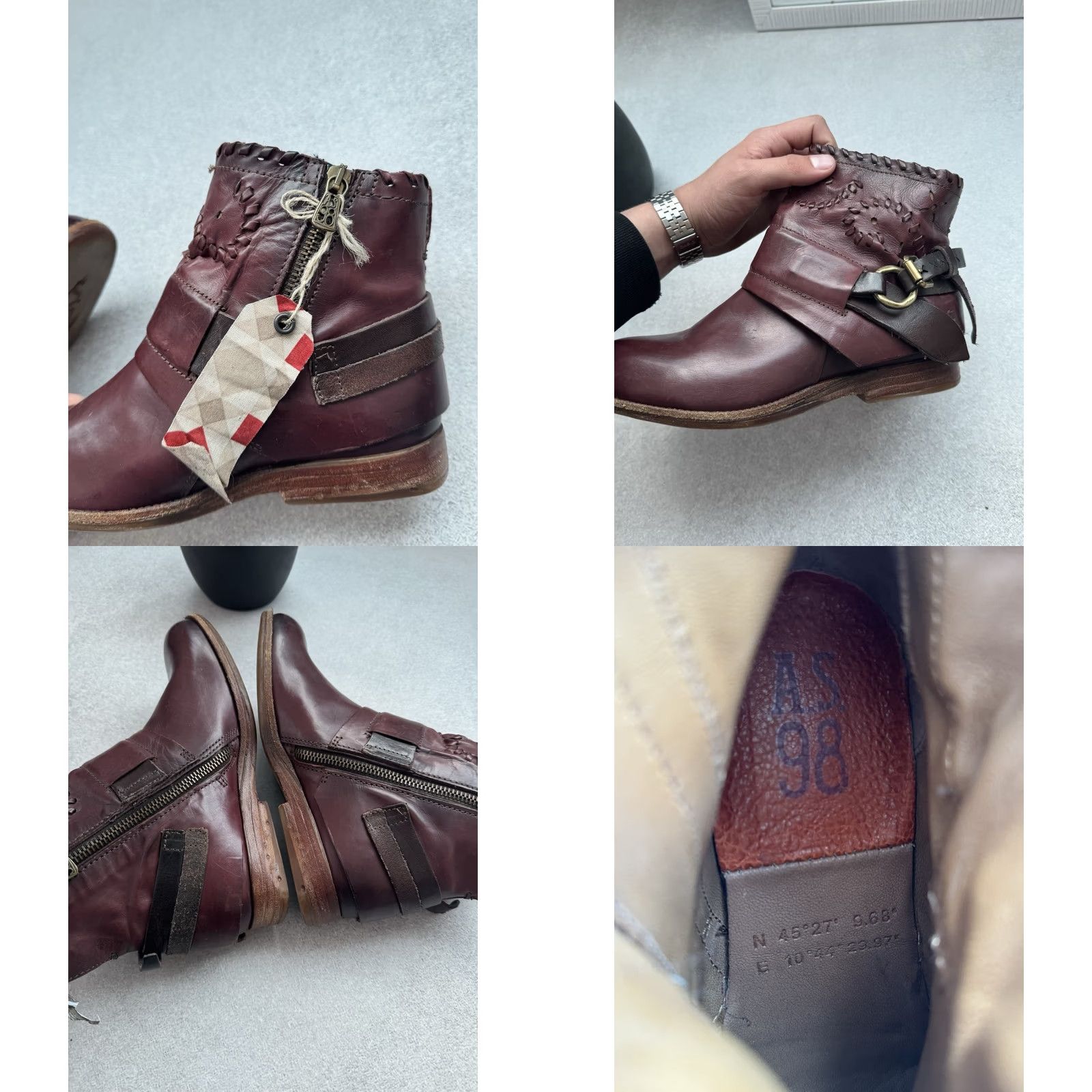 A.S.98 VINTAGE A.S 98 Airstep Ankle Leather Burgundy Boots Women US 6.5 37 Size Leather Burgundy 80s 90s Biker Bohemian A.S98 Shoes Size US 7 / IT 37 - 8 Thumbnail