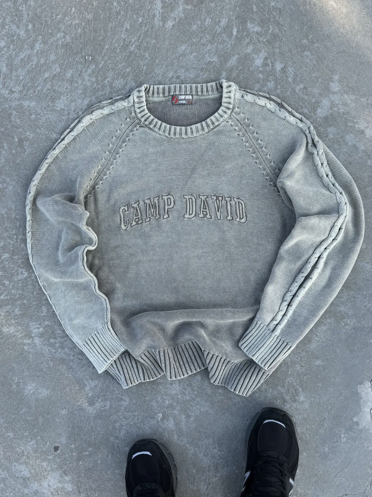 Japanese Brand Archive Camp David Y2K Washed Japanese Khaki Knit Sweater Size US L / EU 52-54 / 3 - 2 Thumbnail