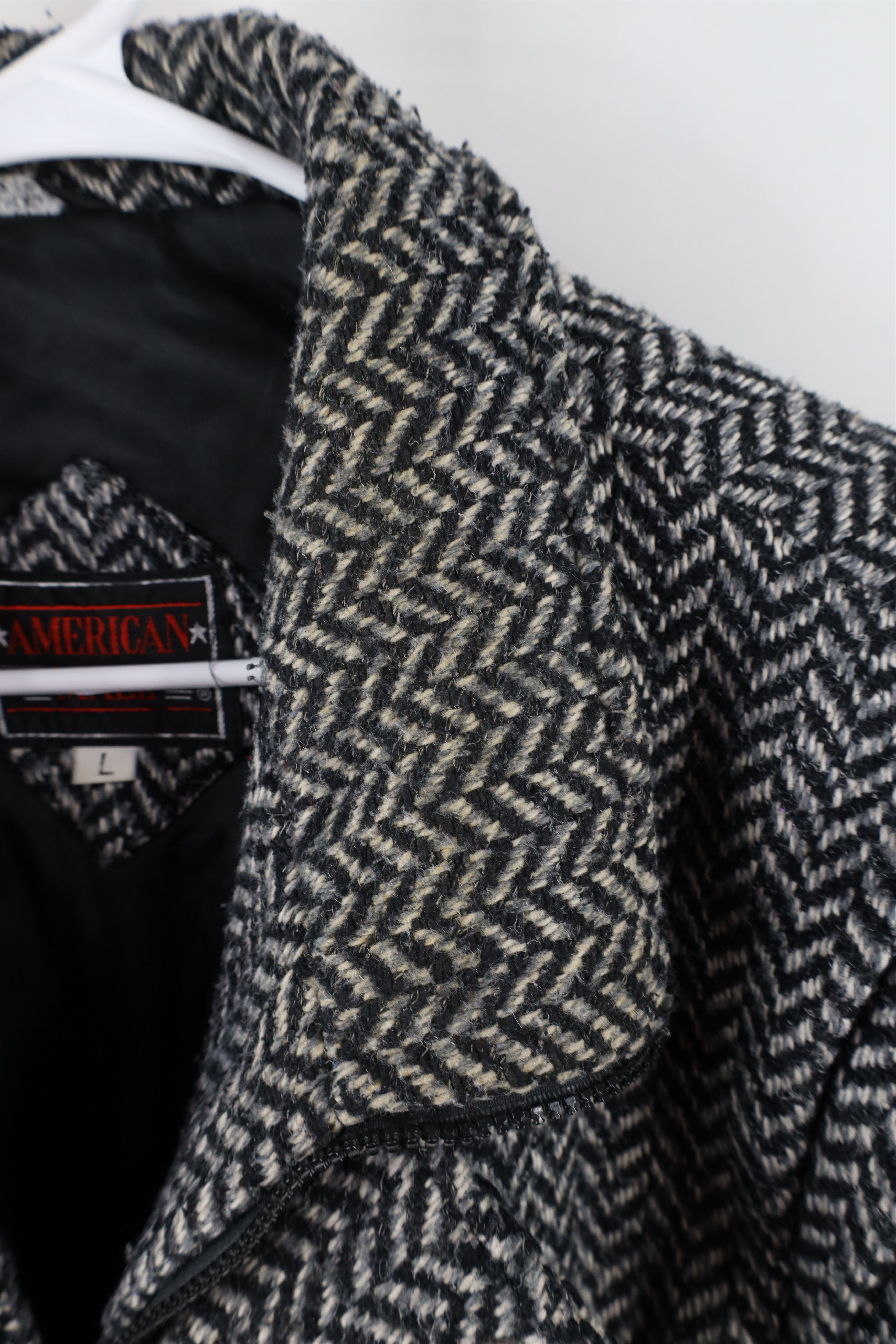 Vintage Vintage 90s Streetwear Blend Herringbone Tweed Bomber Jacket Size US L / EU 52-54 / 3 - 4 Thumbnail