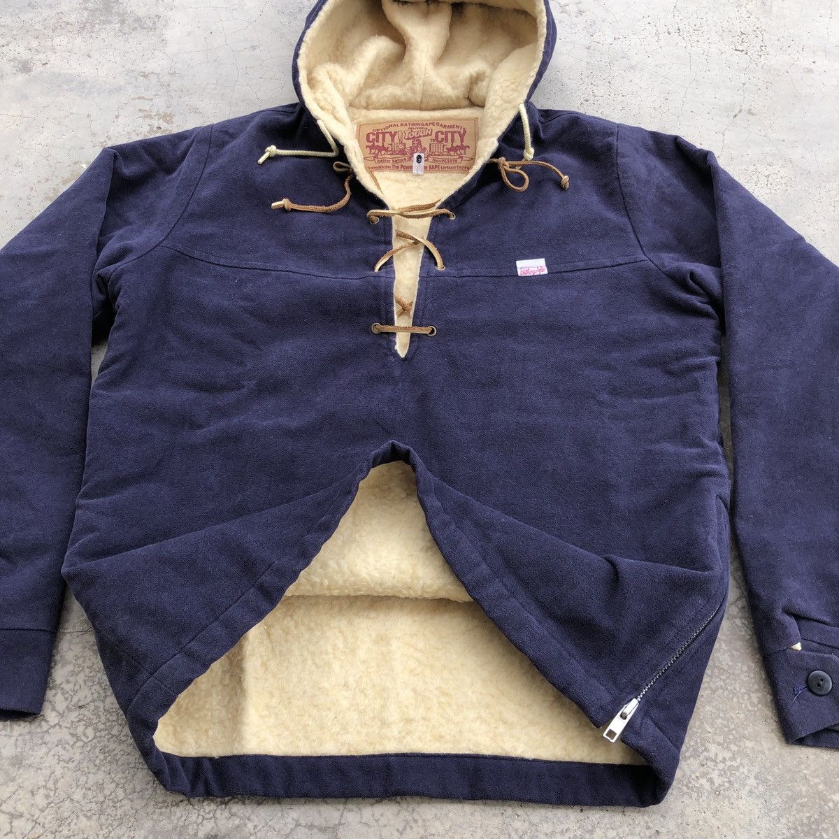 Bape RARE OG A Bathing Ape Lace Up Pullover Sherpa Lined Hoodie Size US S / EU 44-46 / 1 - 3 Thumbnail