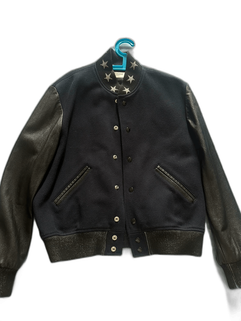 ysl varsity jacket with star detailing