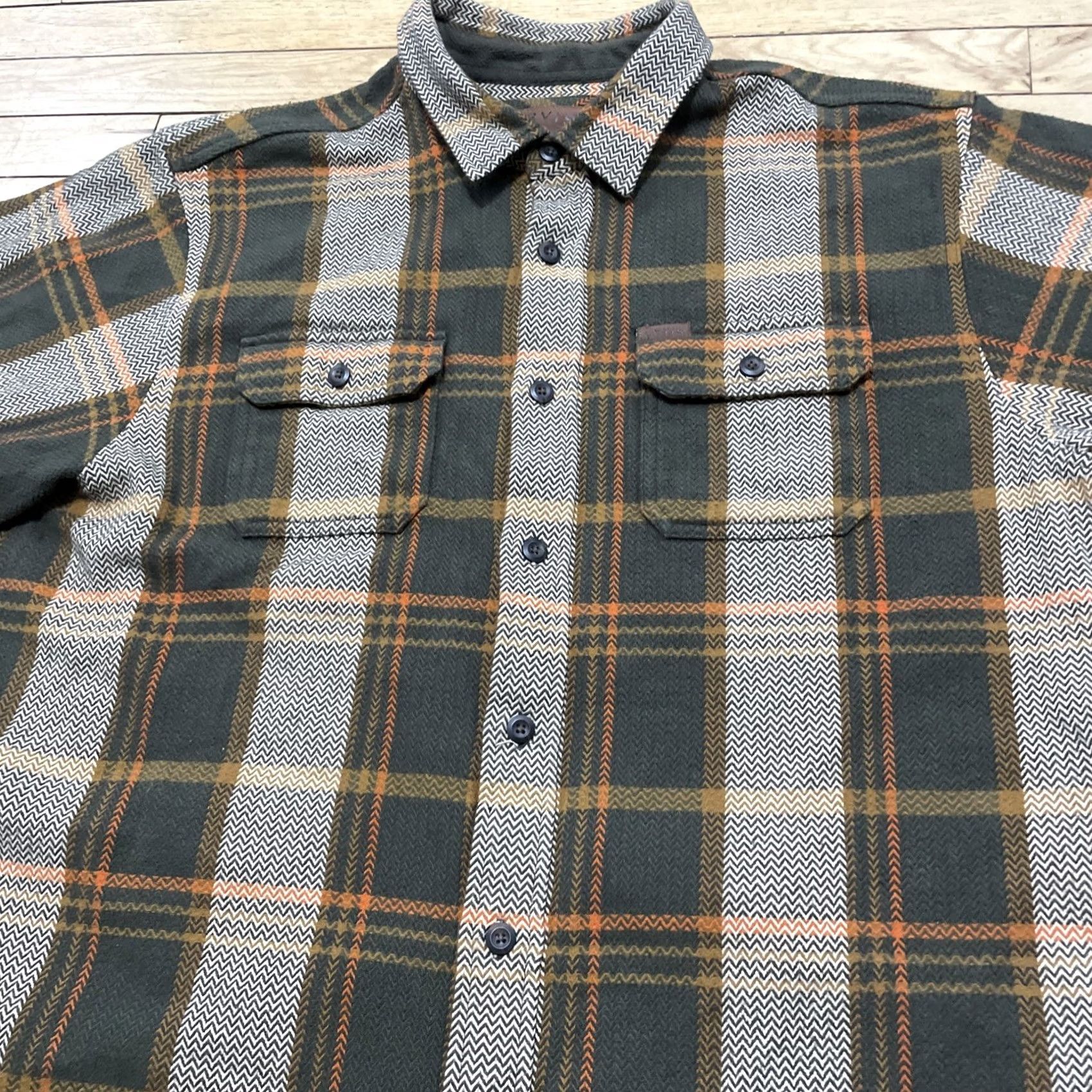 Orvis Orvis Heavyweight Shacket Flannel Shirt Men XL Brown Orange Patchwork 90s grunge Plaid Knit Pocket Shacket Size US L / EU 52-54 / 3 - 3 Thumbnail