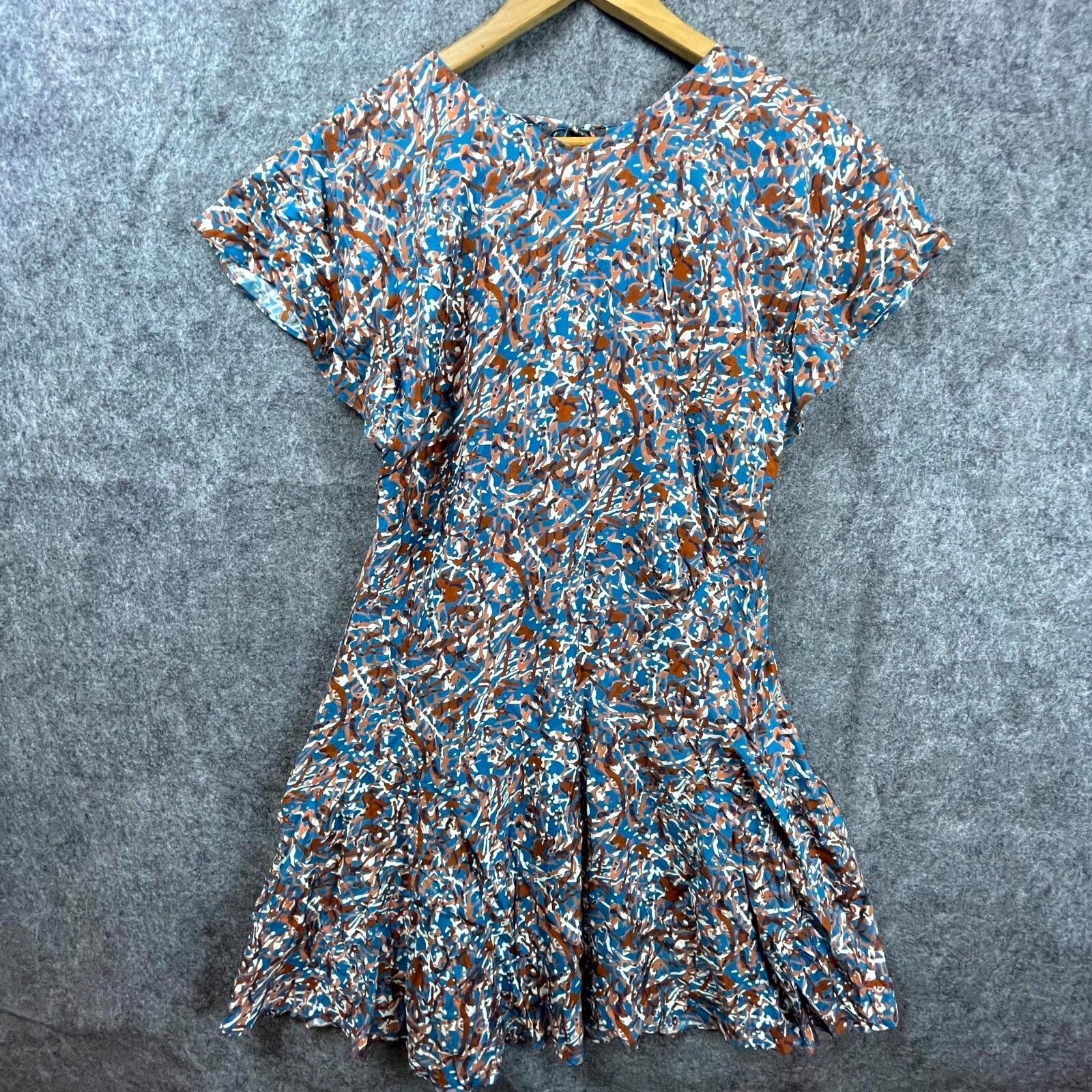 Joie Joie Hunter Mini Dress Womens 8 Fjord Blue Abstract Artsy Size M / US 6-8 / IT 42-44 - 1 Thumbnail
