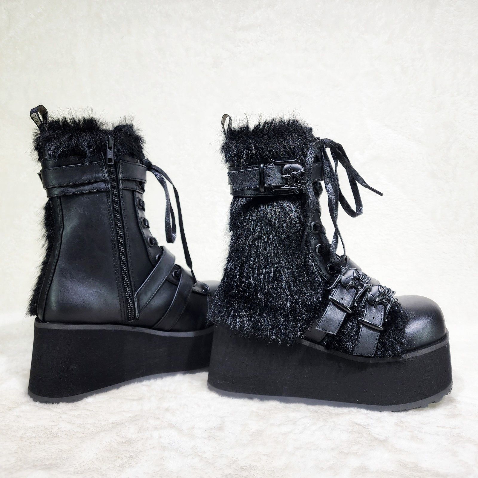 Demonia Cult DEMONIA 118 Furry Goth Punk Rock 3.25" Platform Boot Black Size US 5 / EU 37 - 3 Thumbnail