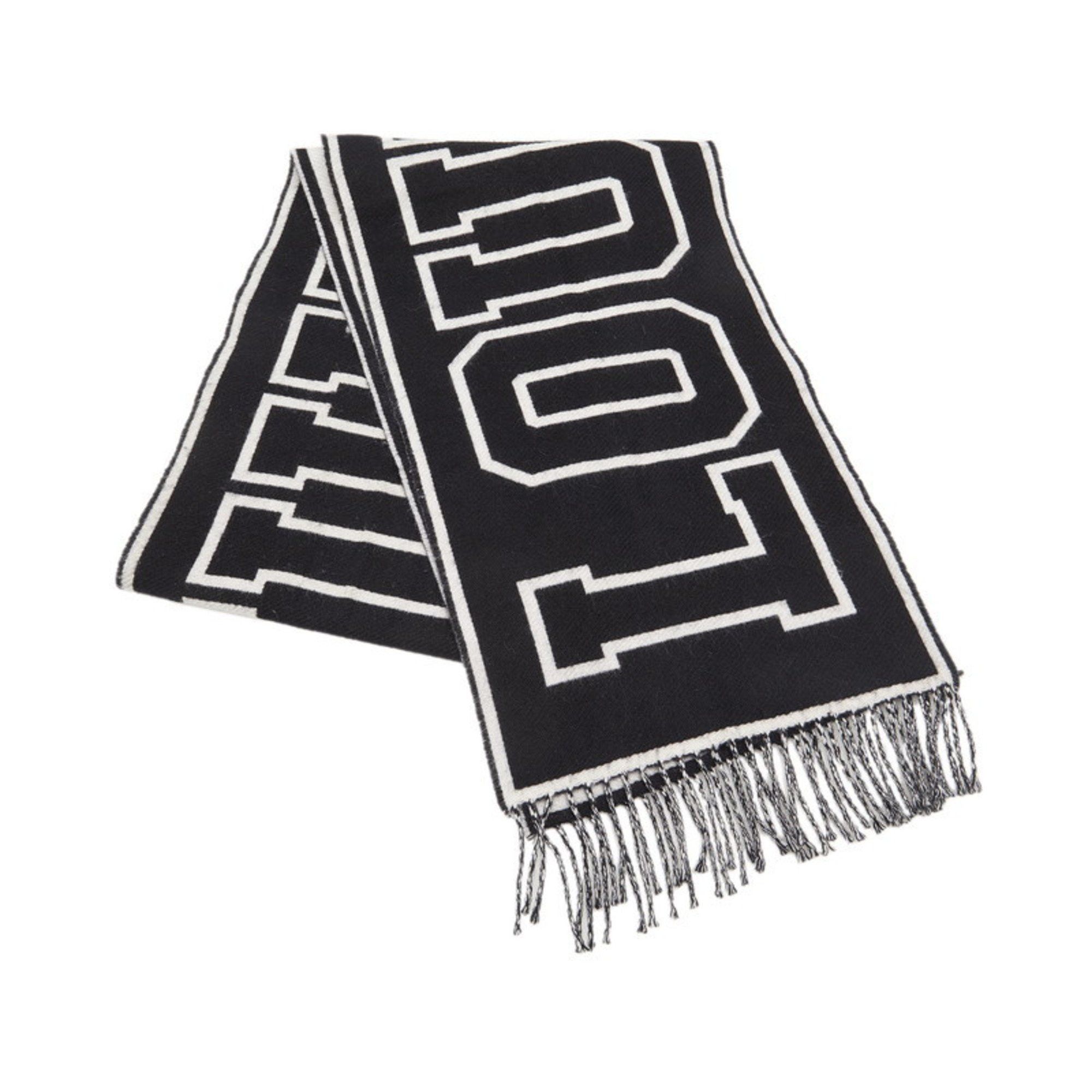Louis Vuitton Louis Vuitton Echarpe City Loui Scarf M71317 Black White Wool Cashmere Men's LOUIS VUITTON Size ONE SIZE - 1 Thumbnail