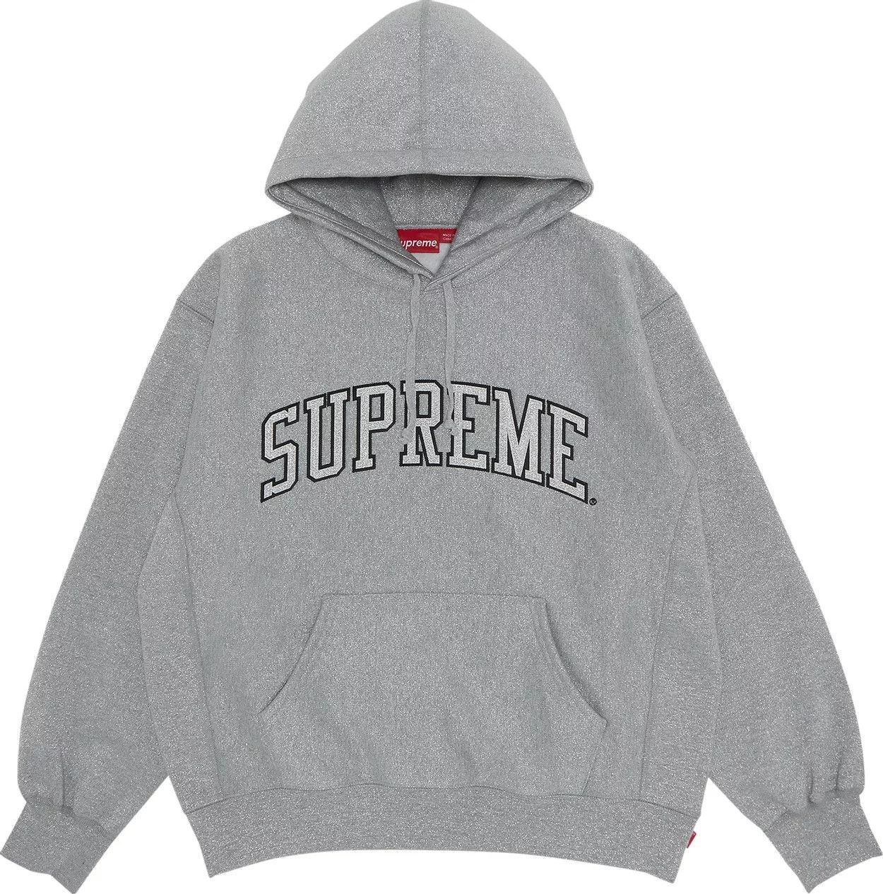 image of Supreme Glitter Arc Hooded Sweatshirt in Grey, Men's (Size Large)