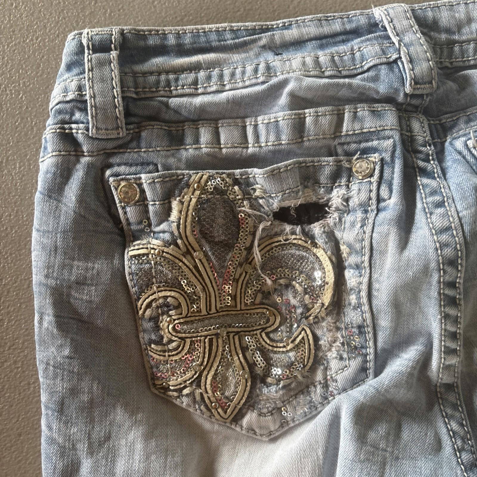 Other Miss Me Blue Straight Jeans with Standard Crop Size 31 Women Size 31" - 8 Thumbnail