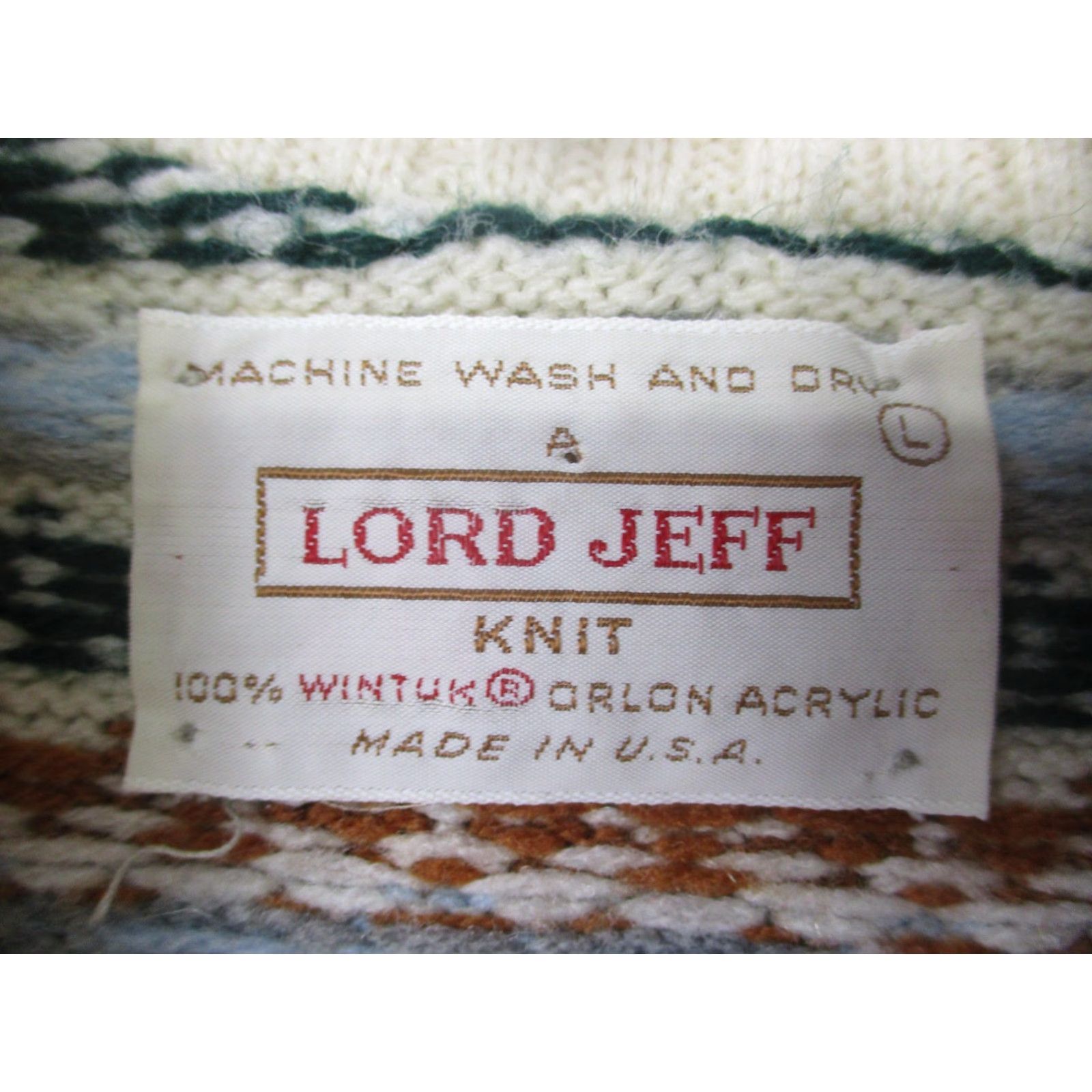 Vintage VINTAGE Lord Jeff Sweater Mens Large White Fair Isle Ski Mock Neck Pullover Size US L / EU 52-54 / 3 - 3 Thumbnail