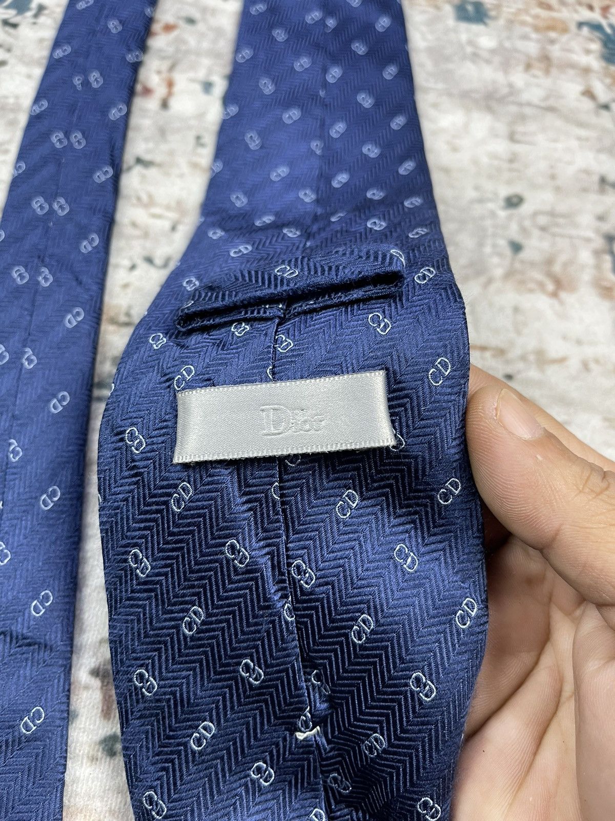 Dior Dior Fullprint Monogram Harringbone Silk Tie Size ONE SIZE - 7 Thumbnail