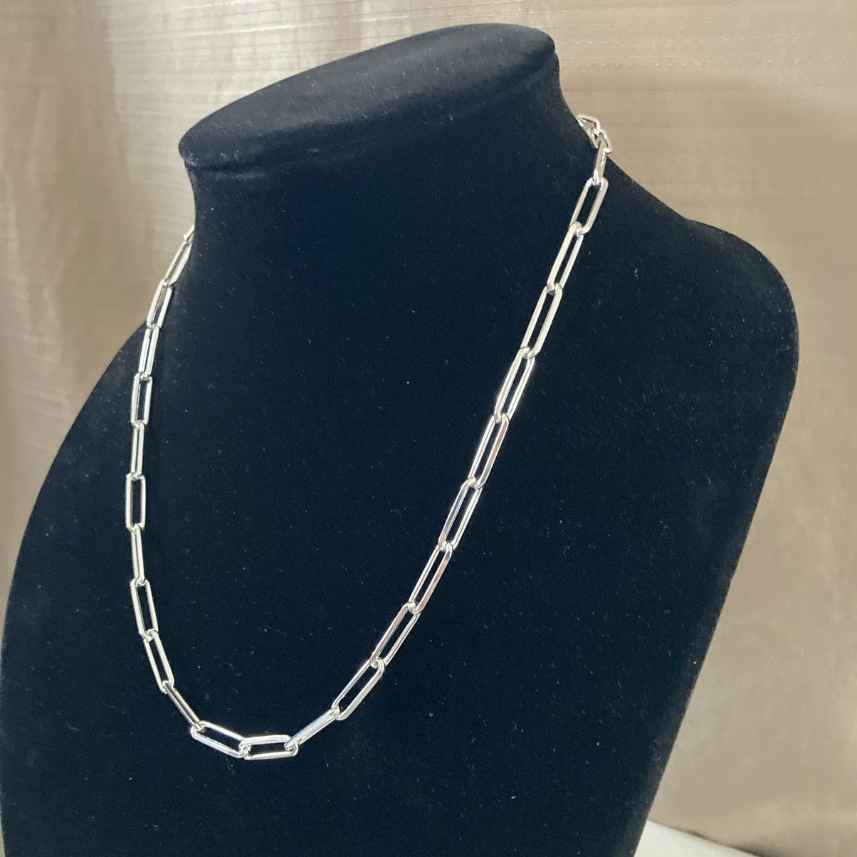 Jewelry Real Solid Silver Chain Paper Clip Necklace 20in 6mm 925 Size ONE SIZE - 3 Thumbnail