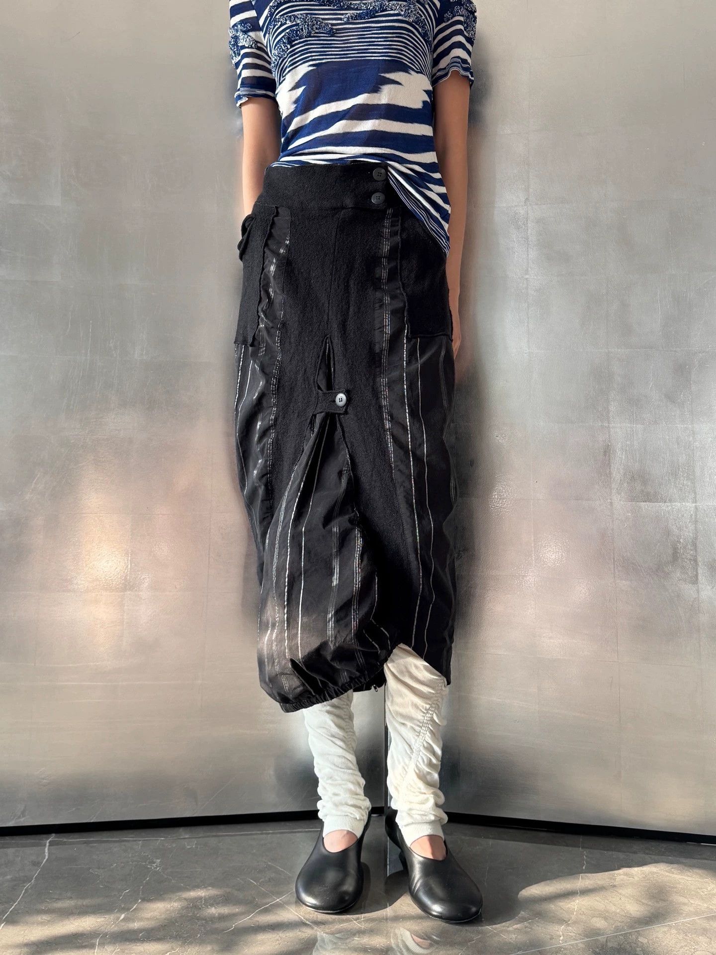 Other French Irregular Striped Textured Patchwork Skirt Size 27" / US 4 / IT 40 - 6 Thumbnail