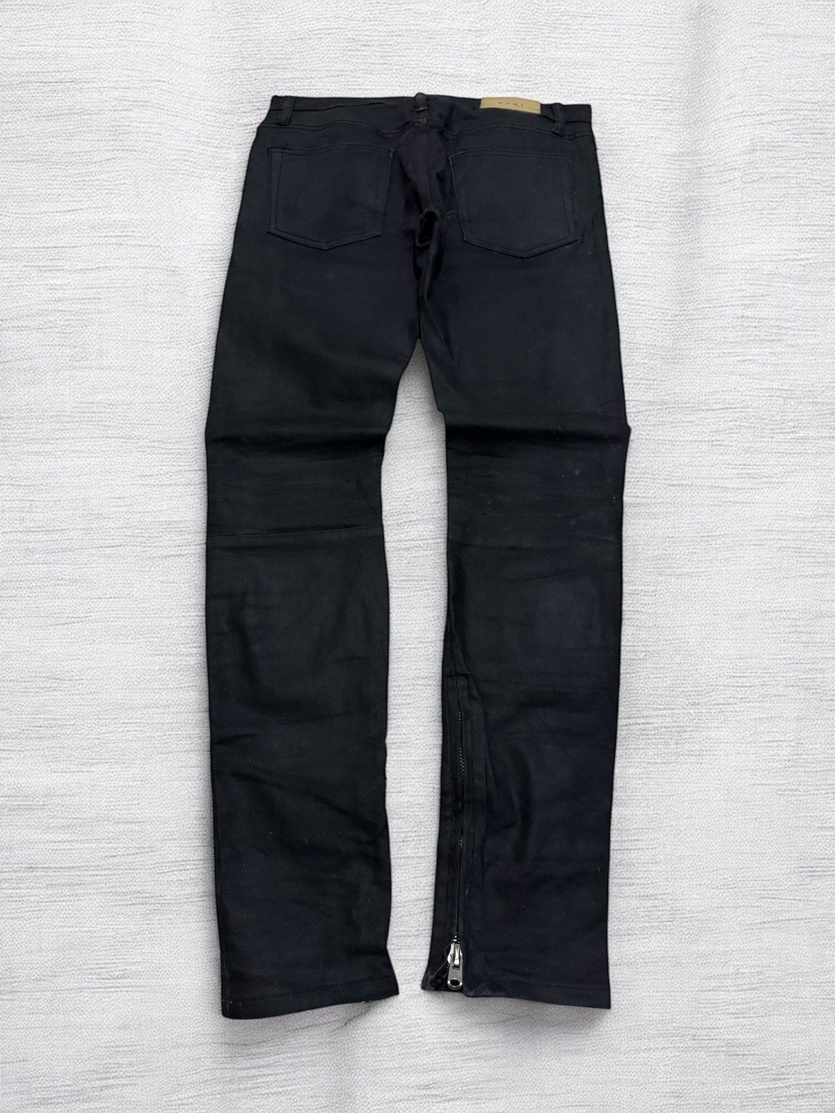 MNML MNML Coated Wax Black Jeans Slim Fit Zip Ankle Pants Size US 30 / EU 46 - 2 Thumbnail