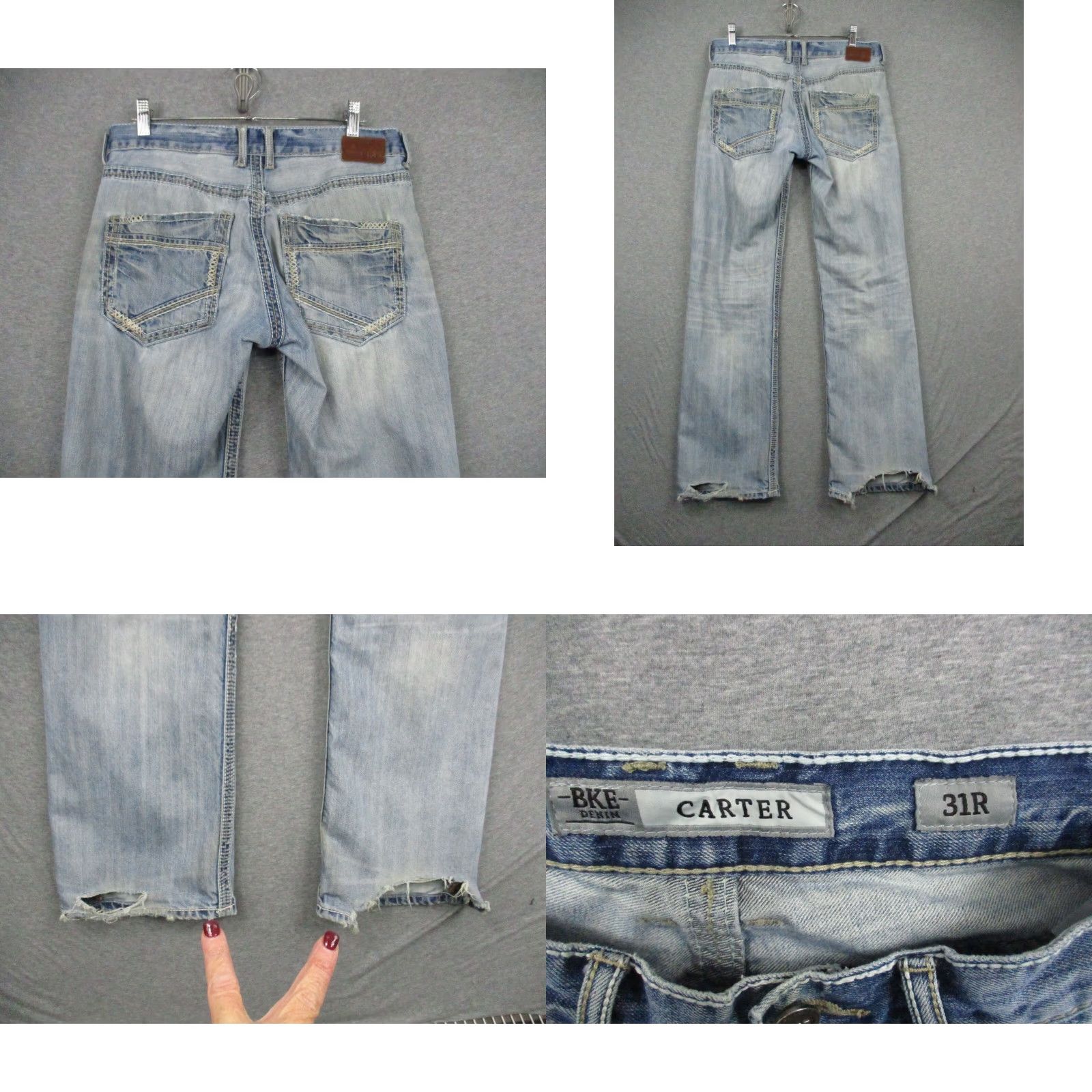 BKE BKE Buckle Carter Jeans 31R Men Distressed Blue Whiskering Worn Jeans Size US 31 - 8 Thumbnail