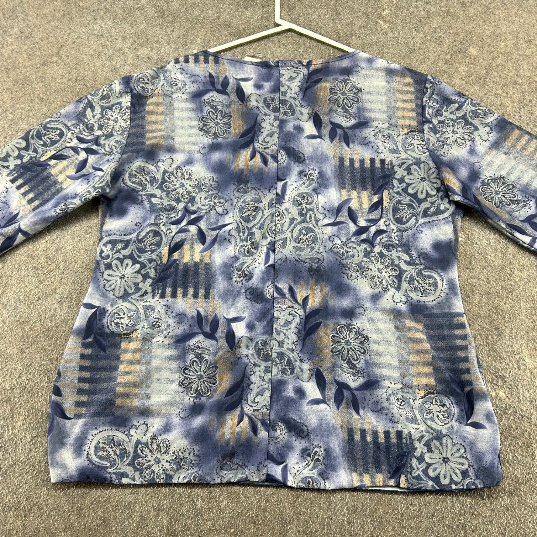 Vintage VINTAGE Maria Gabrielle Top Womens 2X Blue Long Sleeve Floral Paisley USA Y2K Womens Blue Paisley Long Sleeve V-Neck T-Shirt - 2X - USA - Lightweight Size XXL / US 16-18 / IT 52-54 - 6 Thumbnail